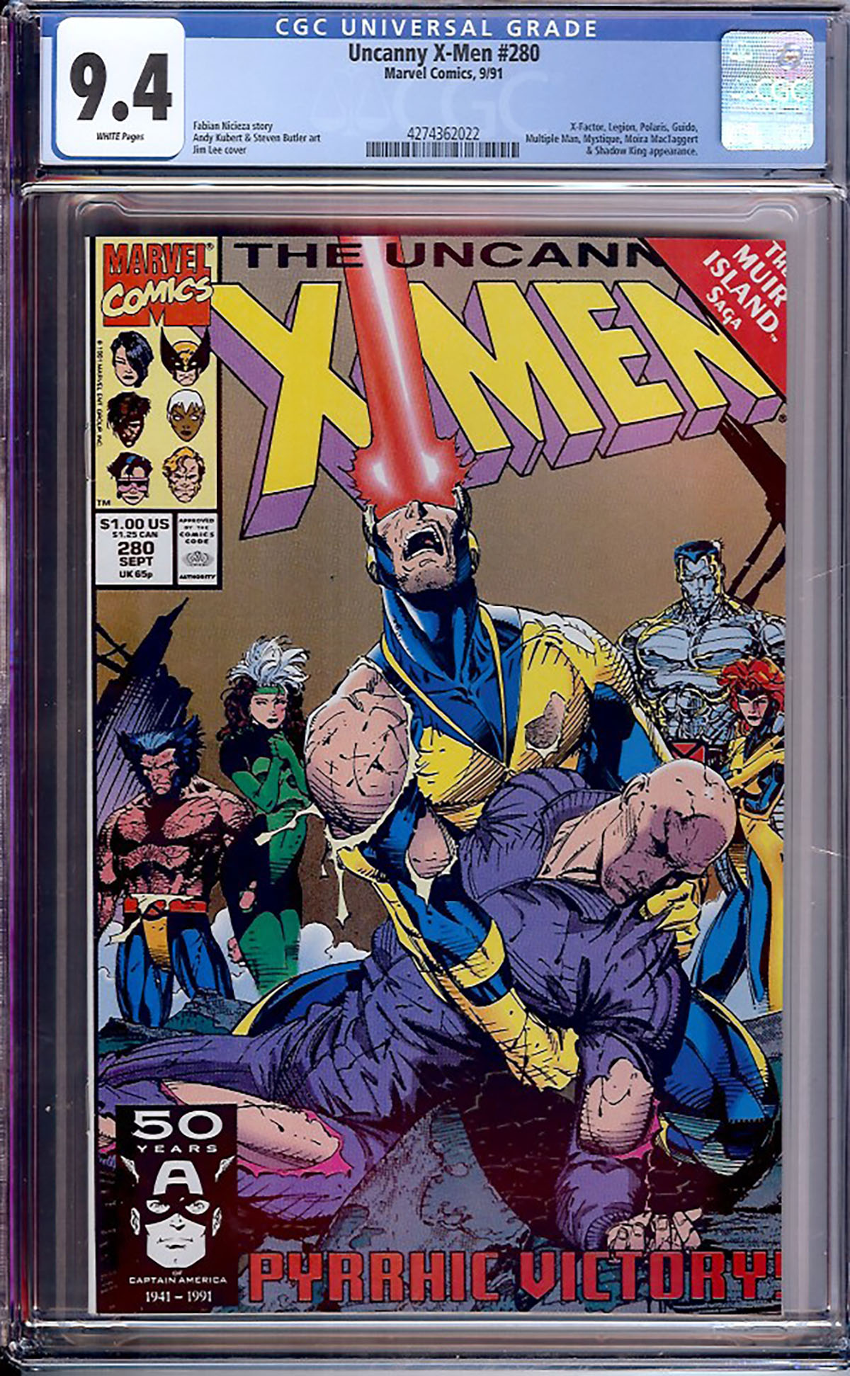 Uncanny X-Men #280 CGC 9.4 w