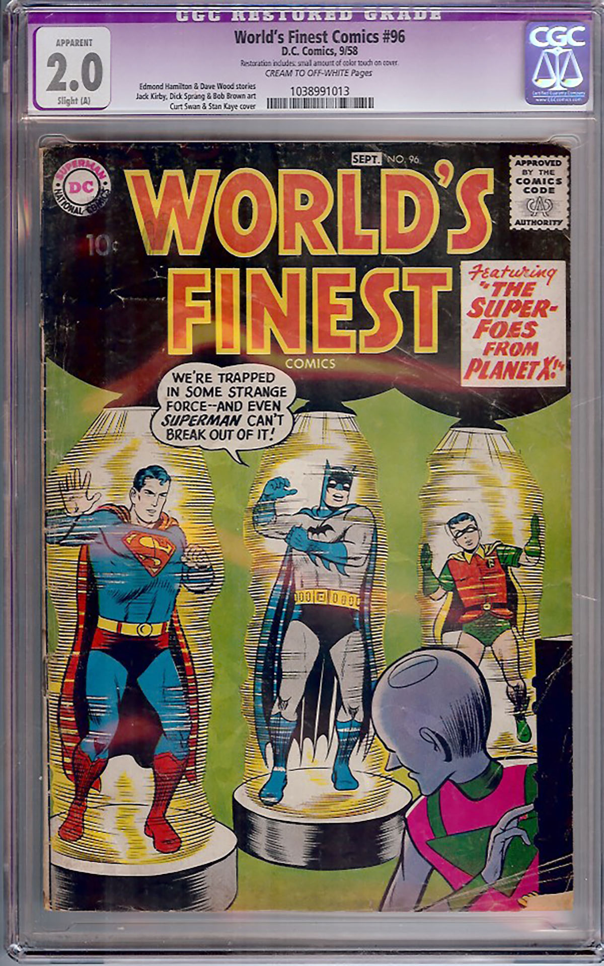 World's Finest Comics #96 CGC 2.0 cr/ow