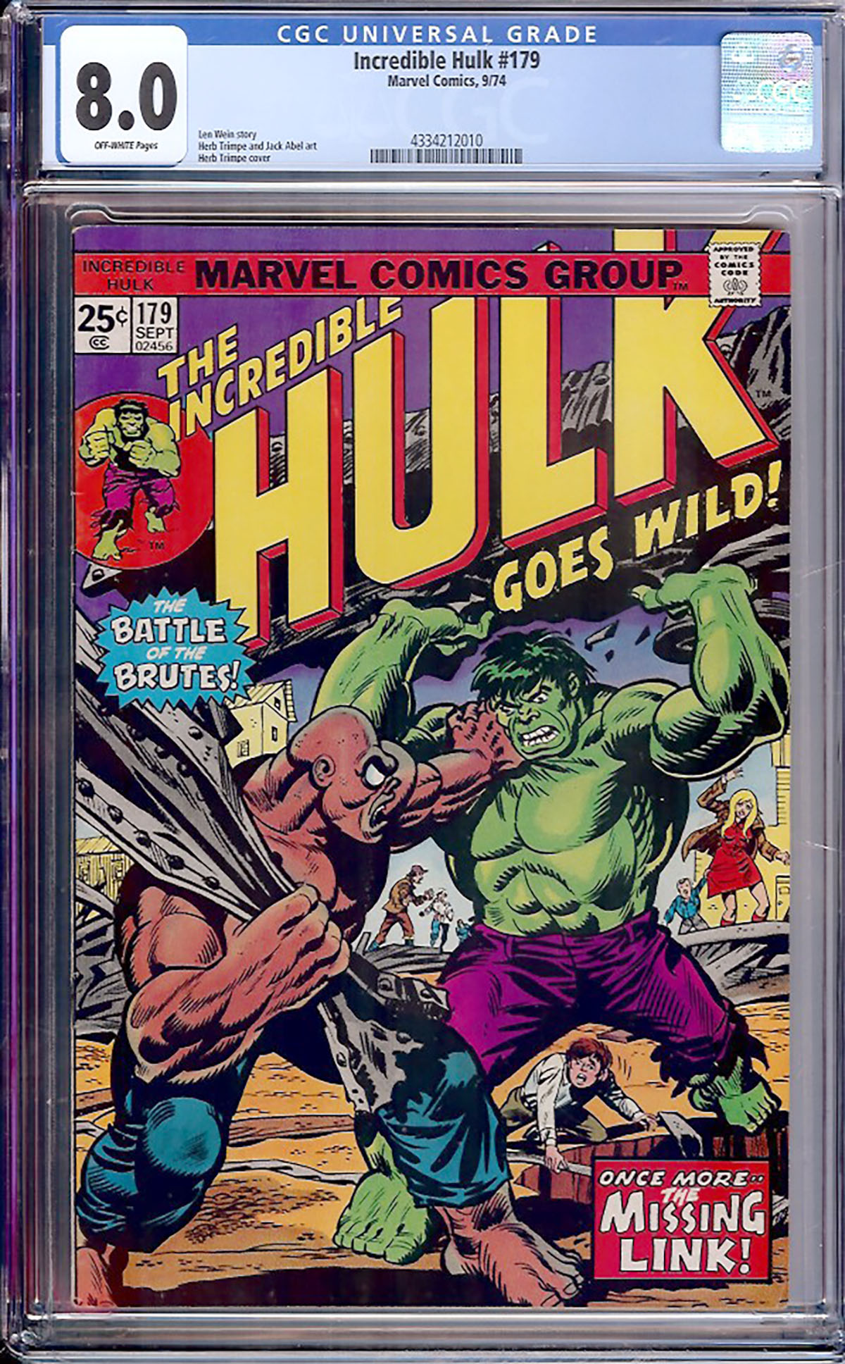 Incredible Hulk #179 CGC 8.0 ow