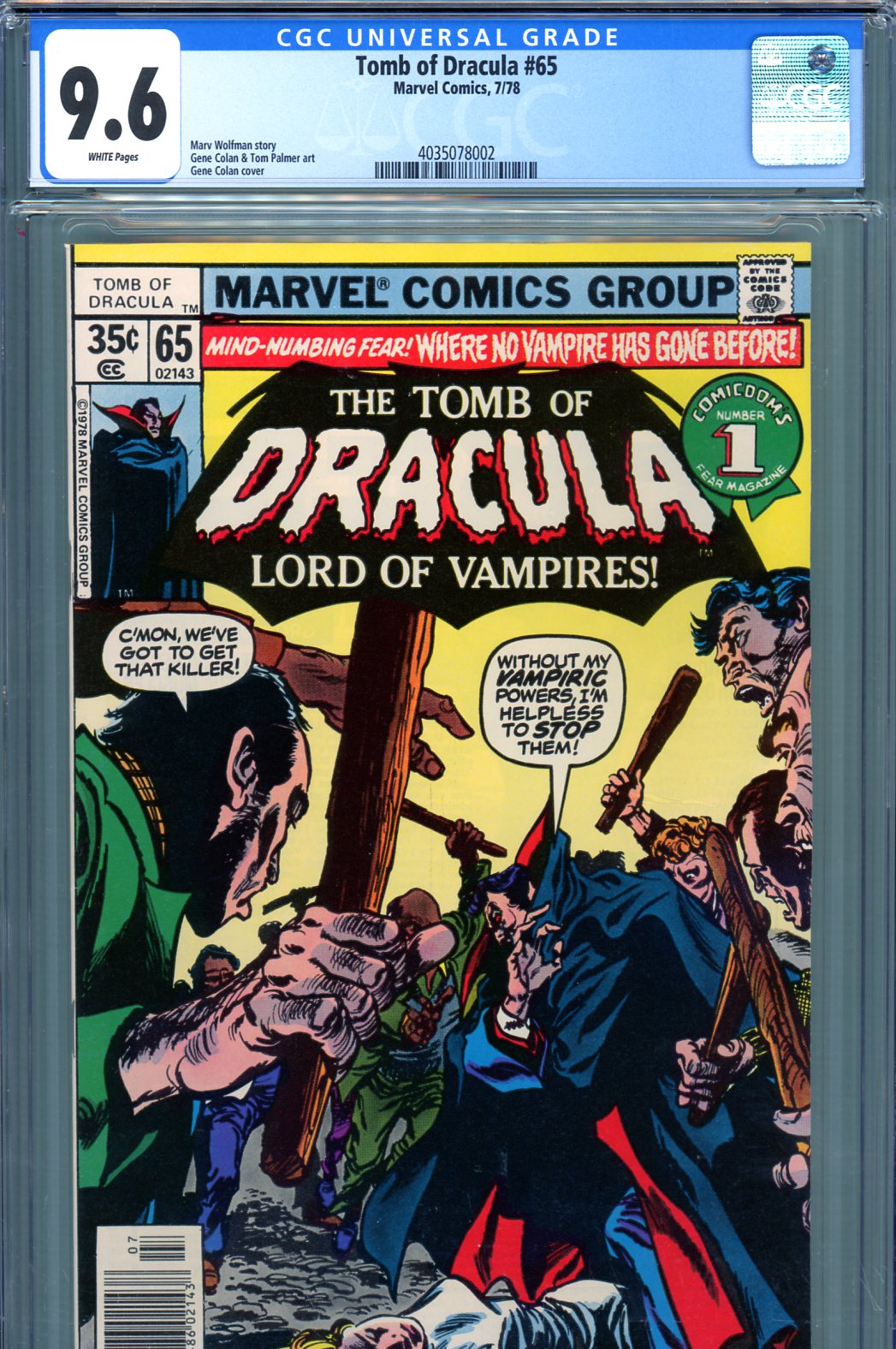 Tomb of Dracula #65 CGC 9.6 w