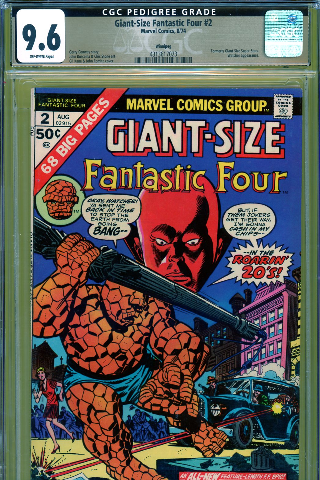 Giant-Size Fantastic Four #2 CGC 9.6 ow Winnipeg