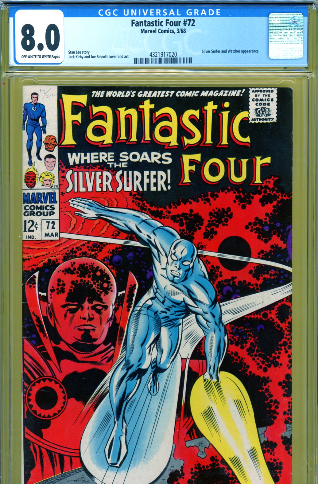 Fantastic Four #72 CGC 8.0 ow/w