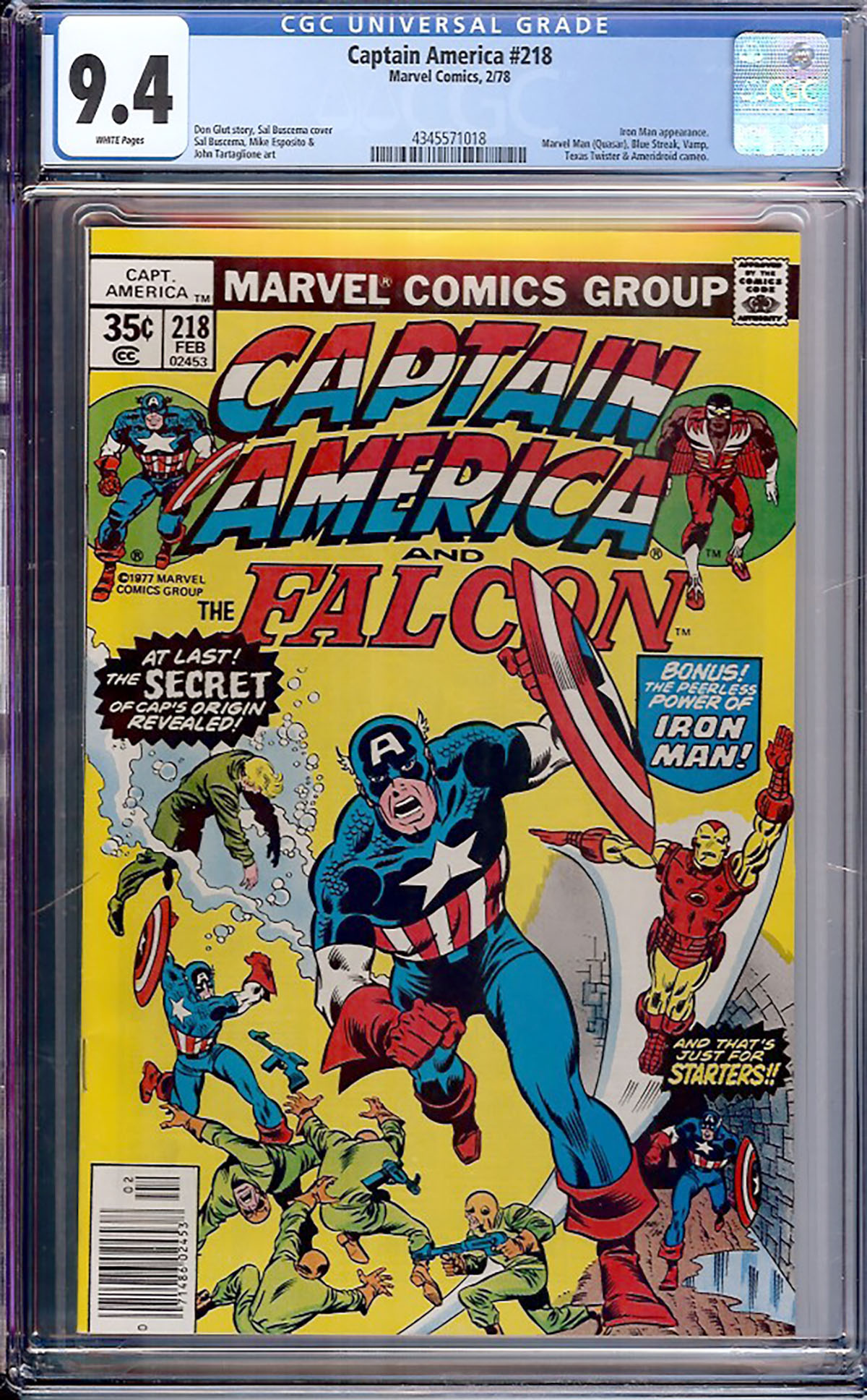 Captain America #218 CGC 9.4 w