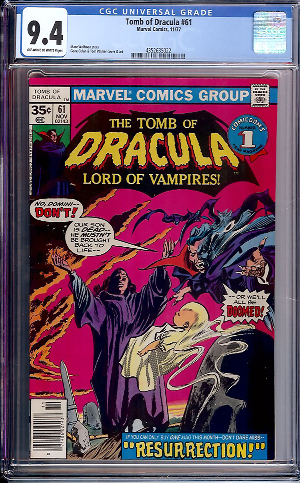 Tomb of Dracula #61 CGC 9.4 ow/w