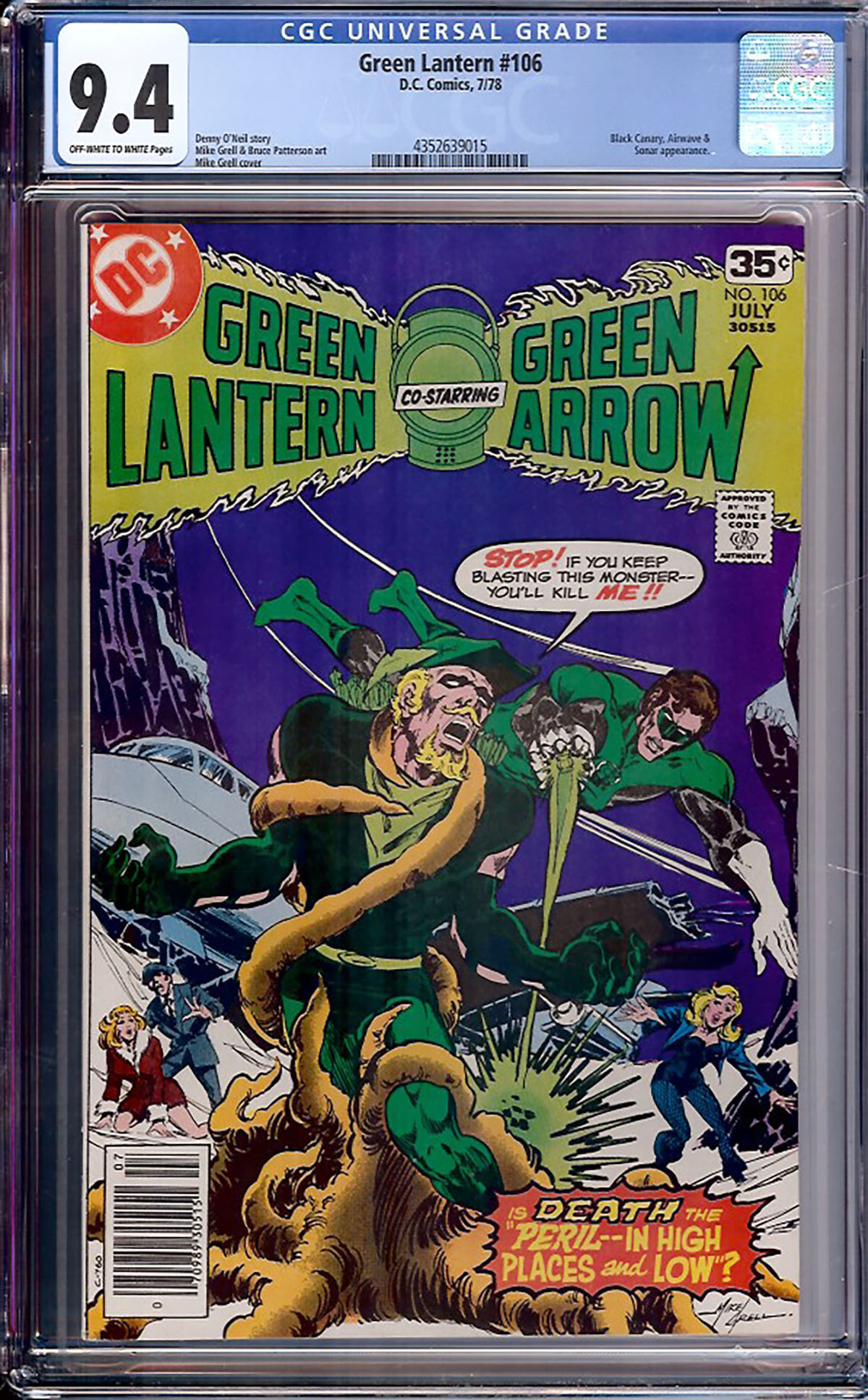 Green Lantern #106 CGC 9.4 ow/w