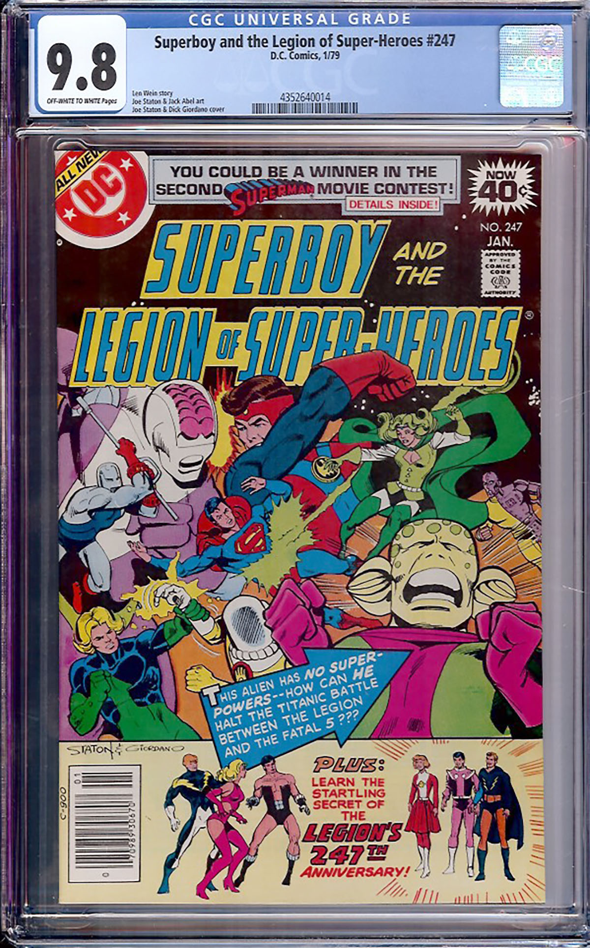 Superboy and the Legion of Super-Heroes #247 CGC 9.8 ow/w