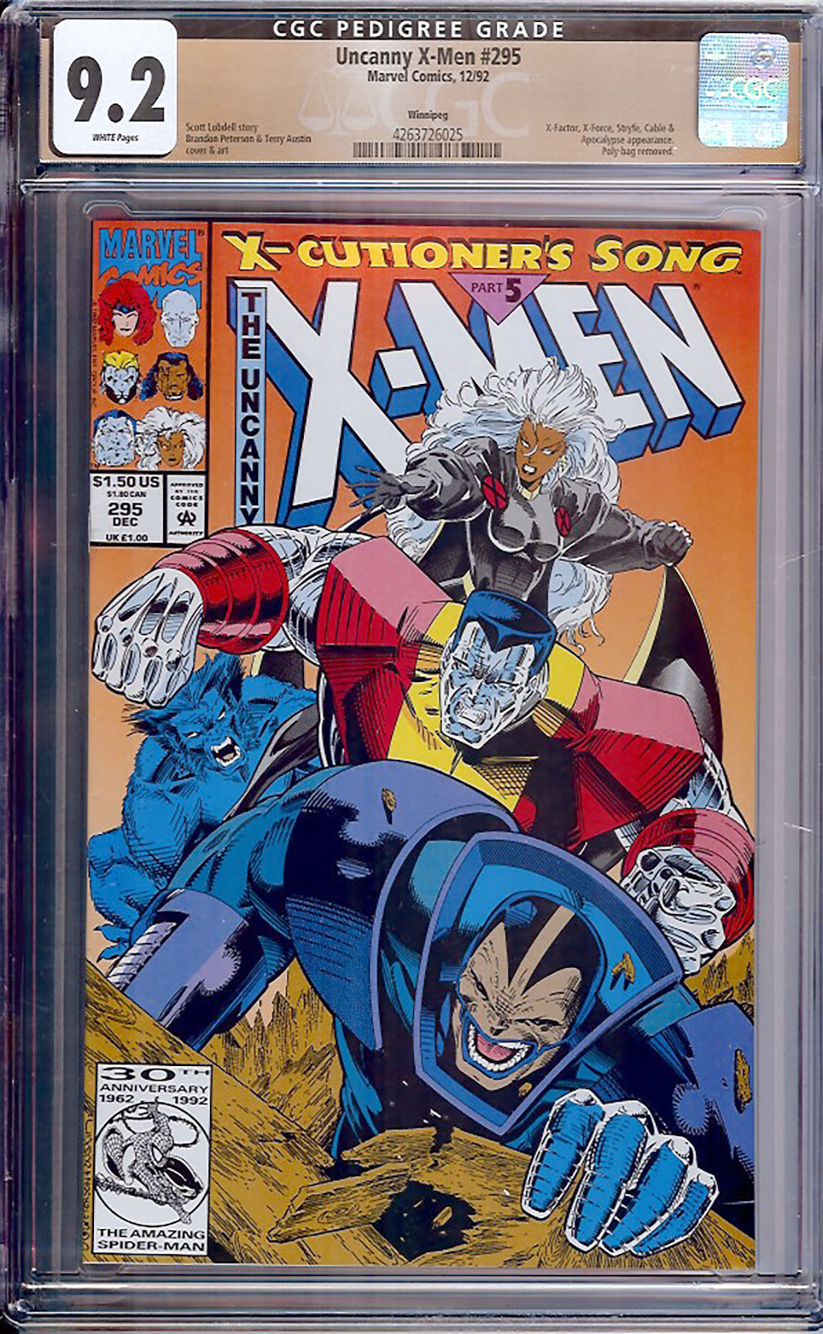 Uncanny X-Men #295 CGC 9.2 w Winnipeg