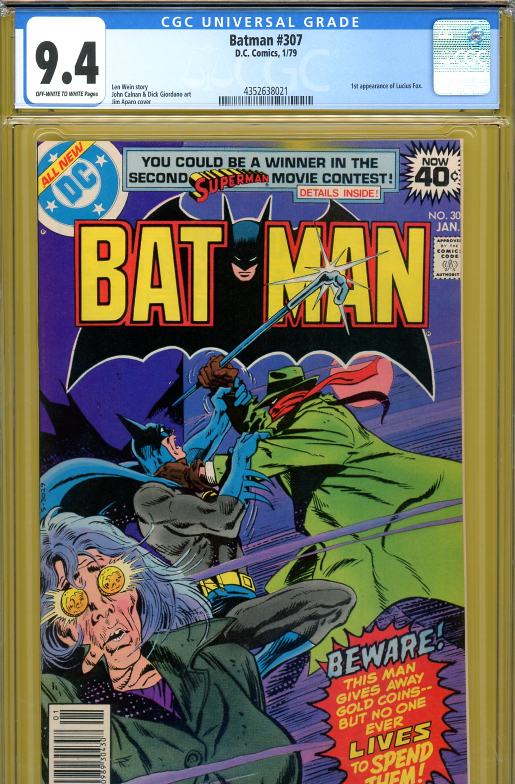 Batman #307 CGC 9.4 ow/w