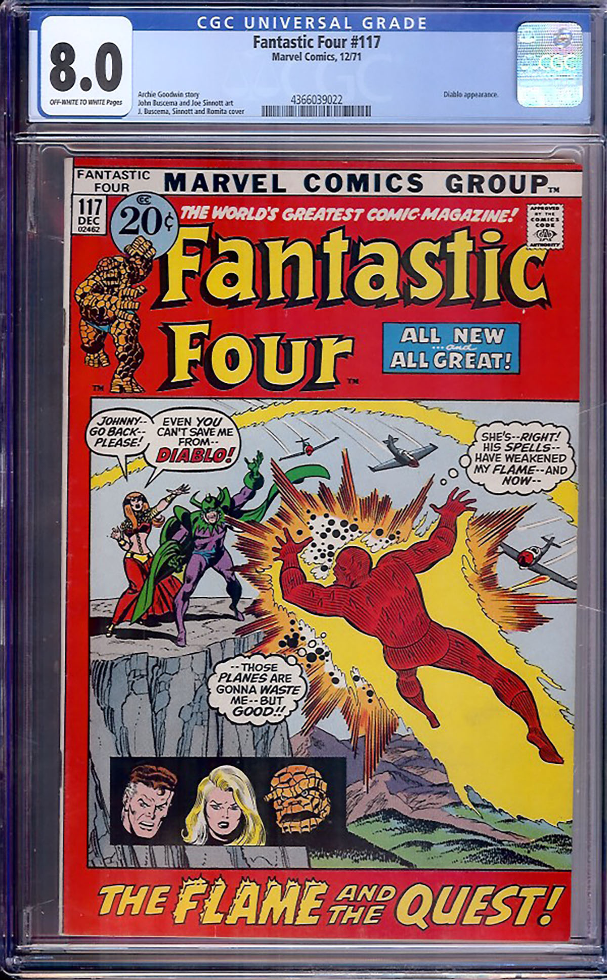 Fantastic Four #117 CGC 8.0 ow/w