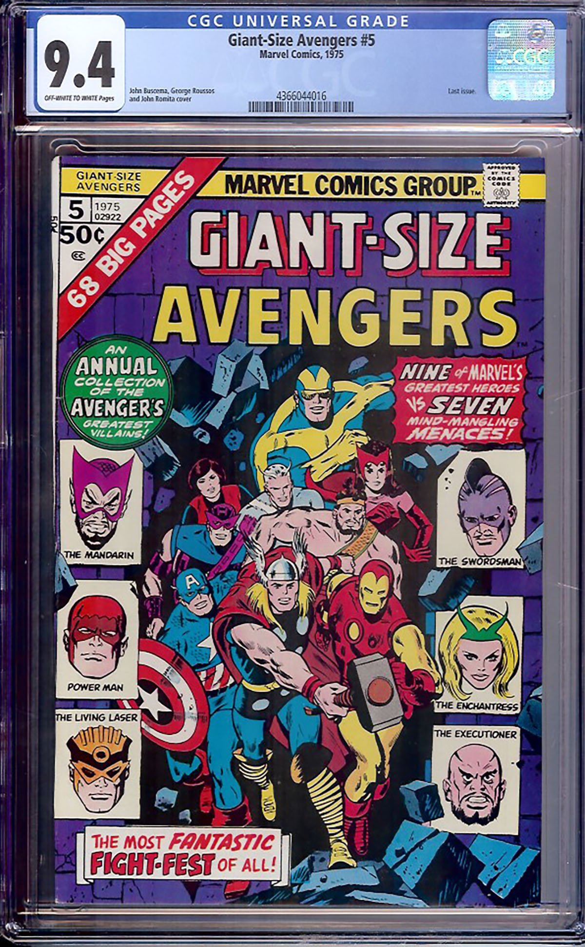 Giant-Size Avengers #5 CGC 9.4 ow/w