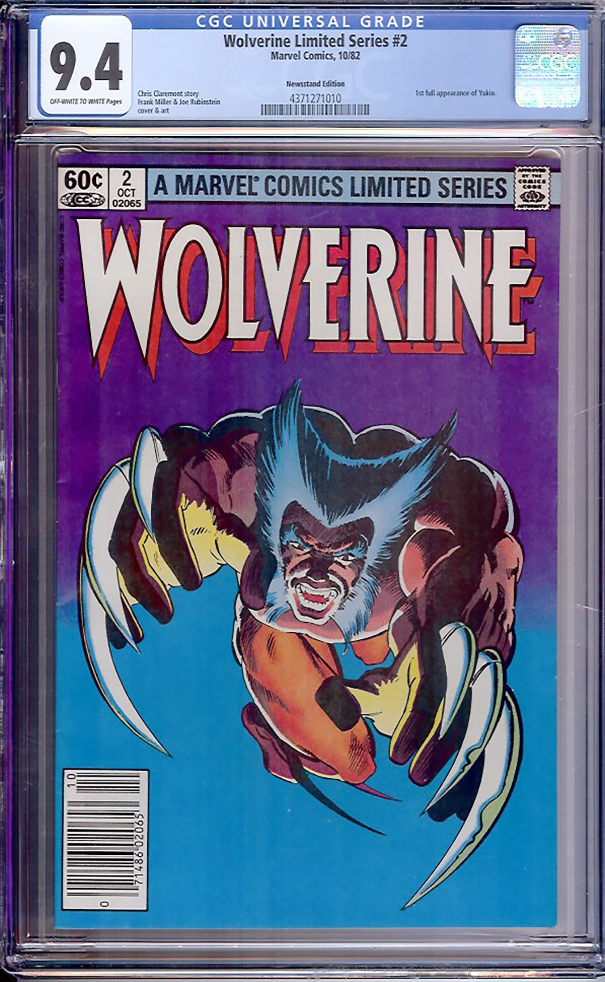 Wolverine Limited Series #2 CGC 9.4 ow/w Newsstand Edition