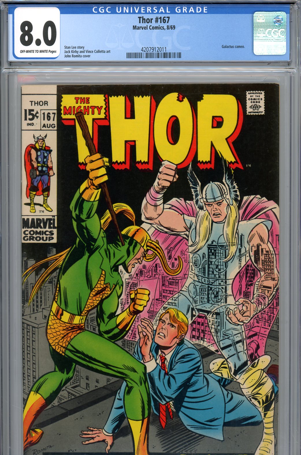 Thor #167 CGC 8.0 ow/w