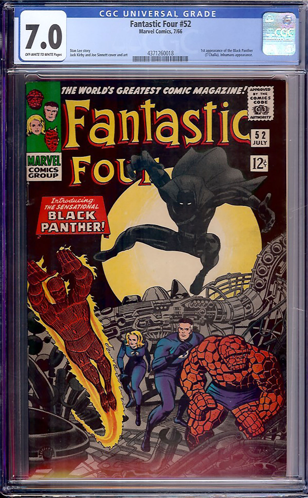 Fantastic Four #52 CGC 7.0 ow/w