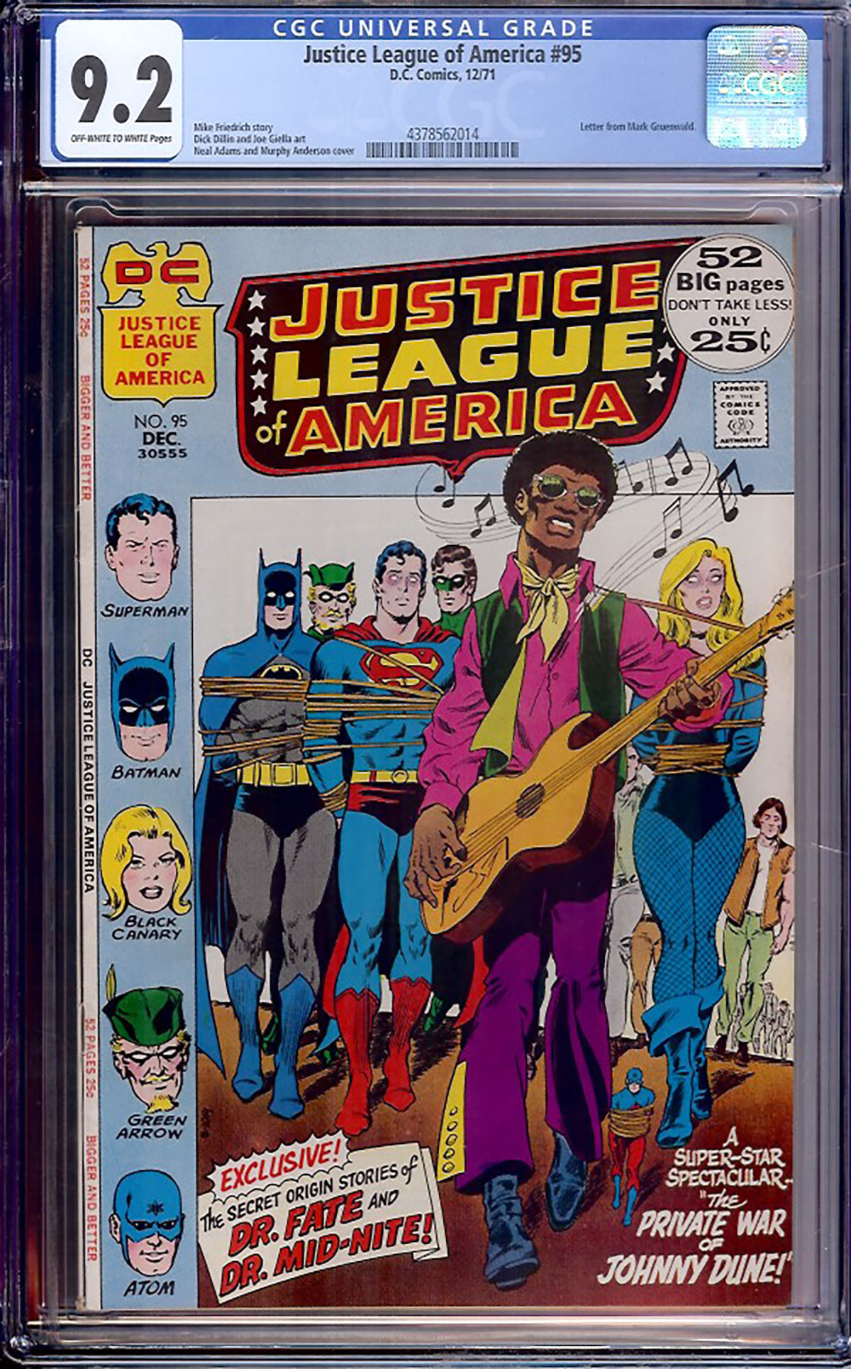 Justice League of America #95 CGC 9.2 ow/w