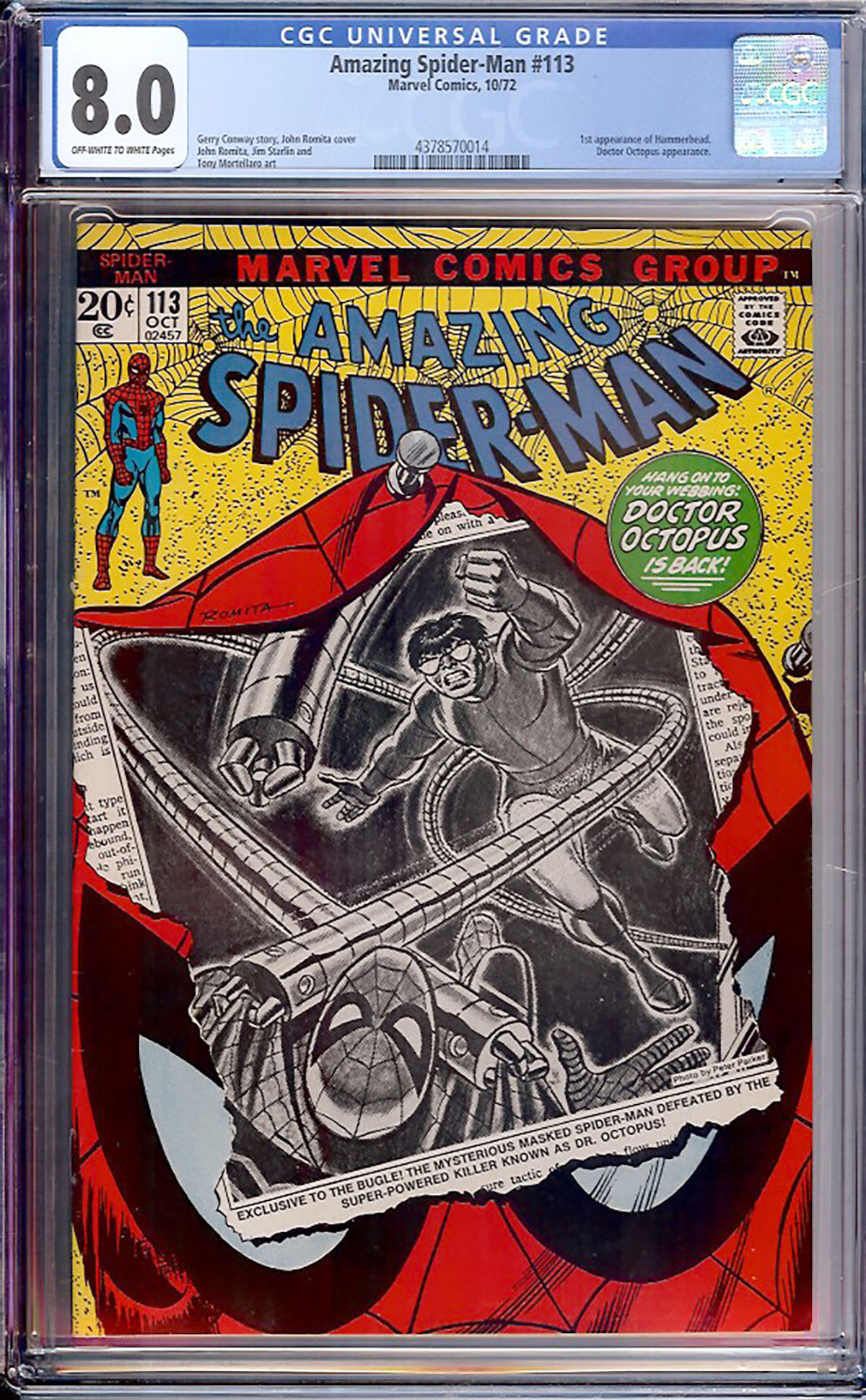 Amazing Spider-Man #113 CGC 8.0 ow/w