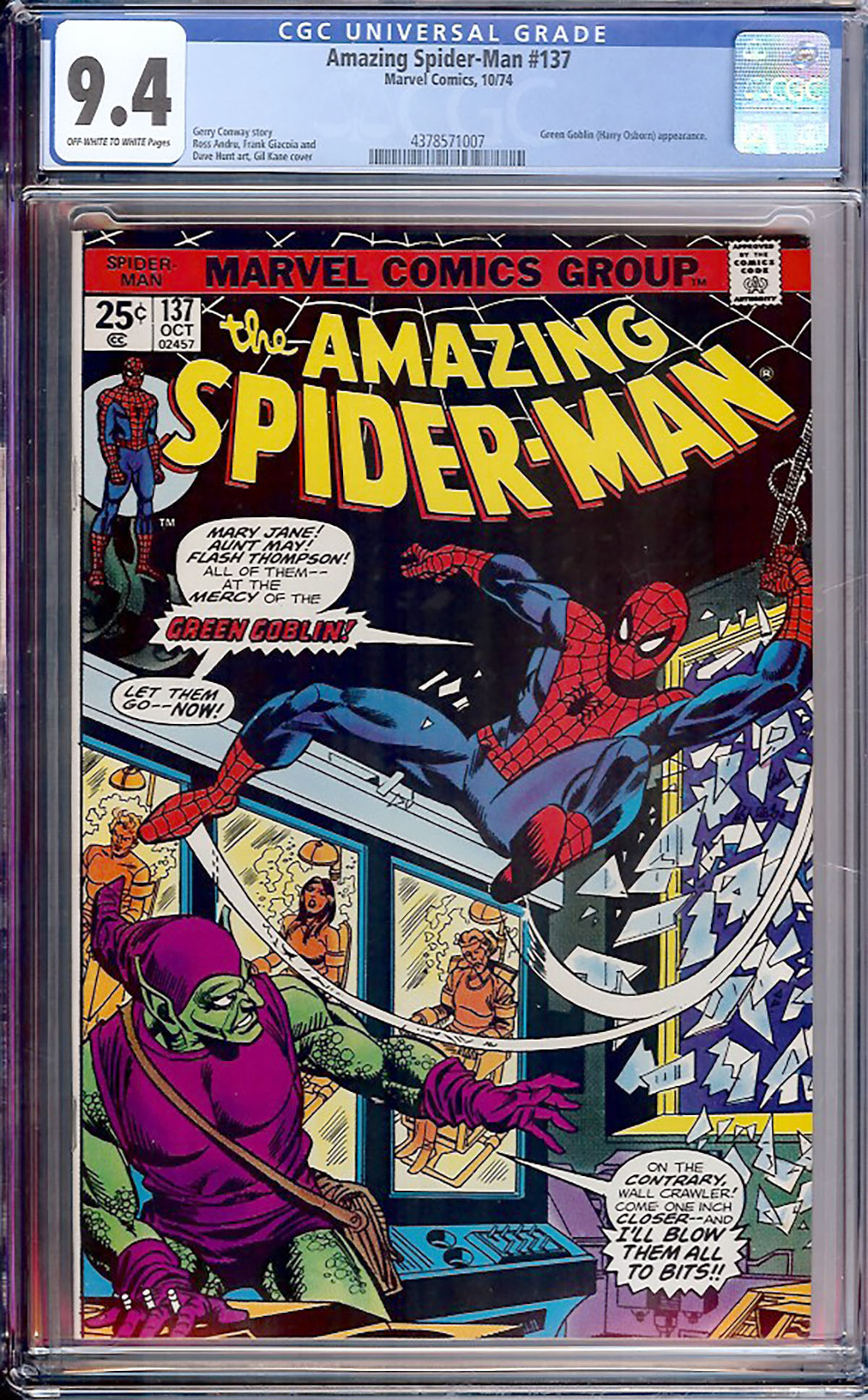 Amazing Spider-Man #137 CGC 9.4 ow/w