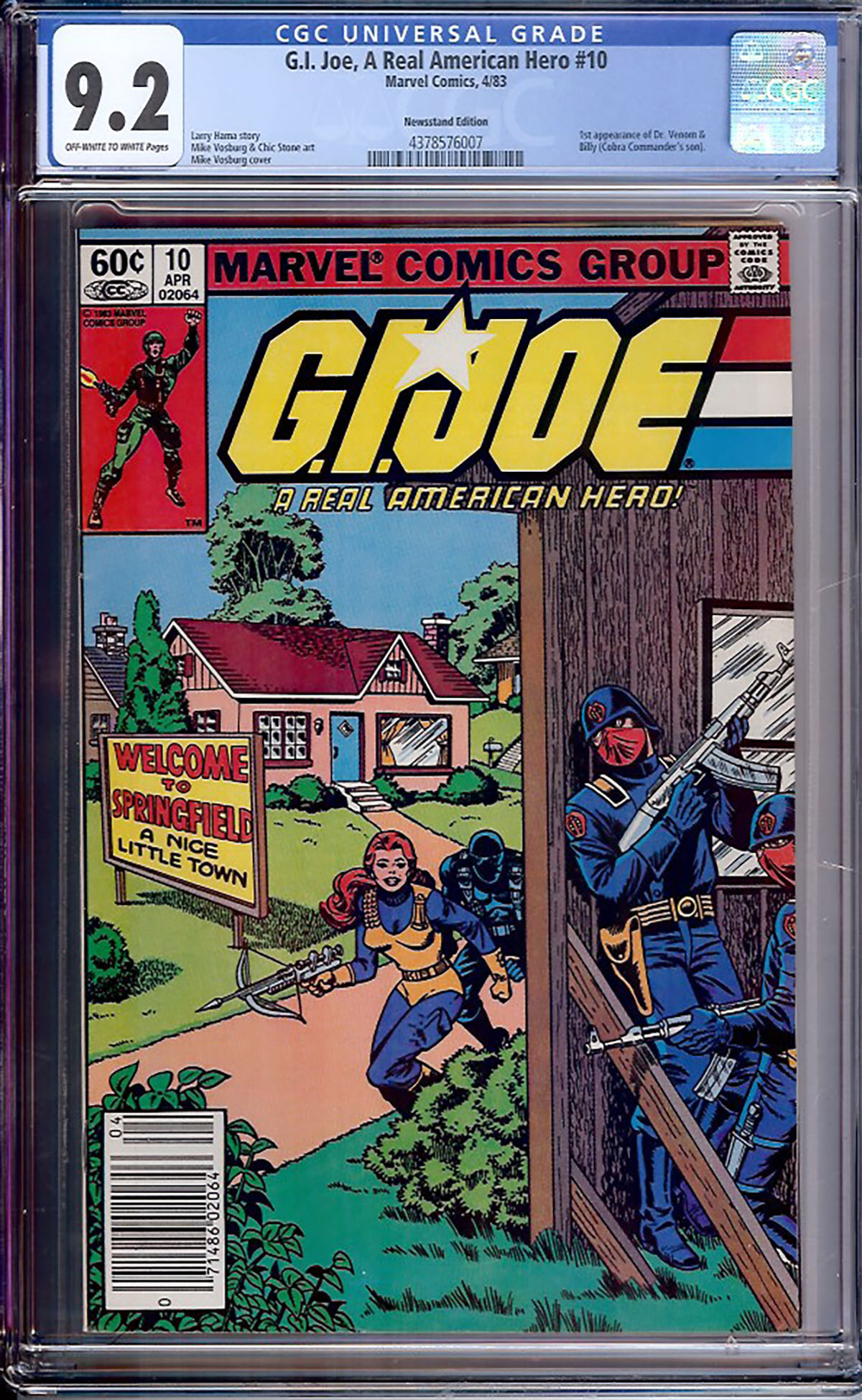 G.I. Joe, A Real American Hero #10 CGC 9.2 ow/w Newsstand Edition