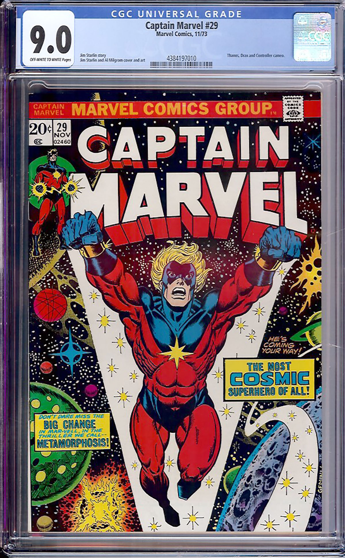 Captain Marvel #29 CGC 9.0 ow/w // Auction // Pedigree Comics