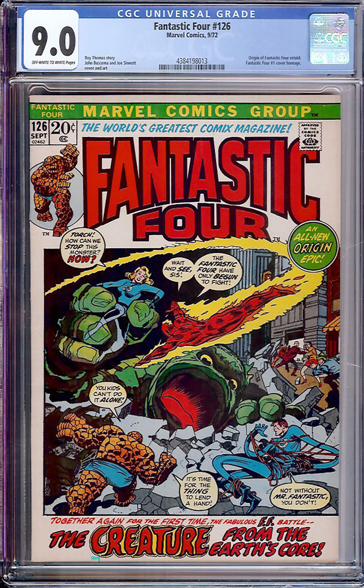 Fantastic Four #126 CGC 9.0 ow/w