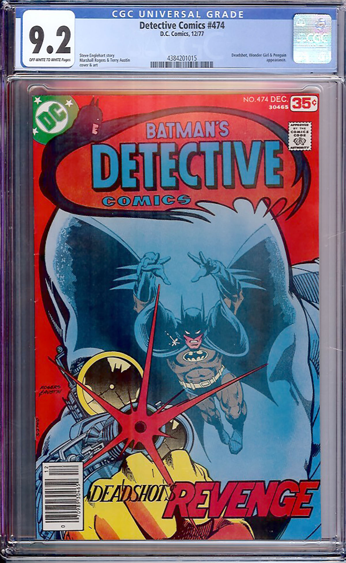 Detective Comics #474 CGC 9.2 ow/w