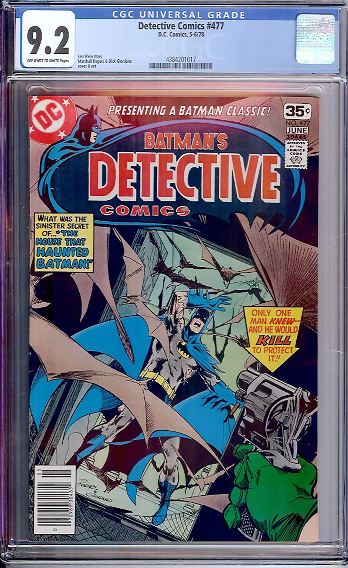 Detective Comics #477 CGC 9.2 ow/w