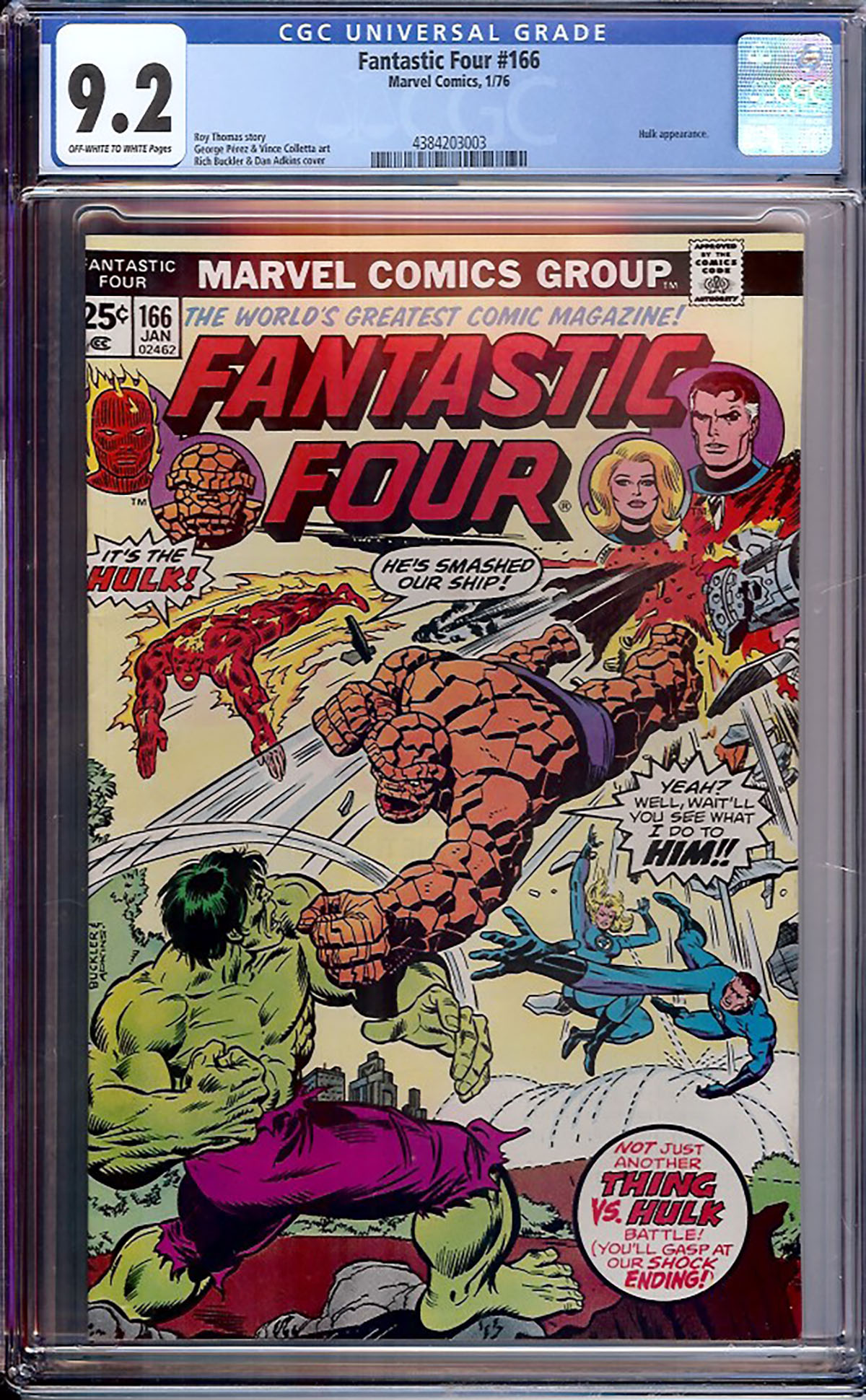 Fantastic Four #166 CGC 9.2 ow/w