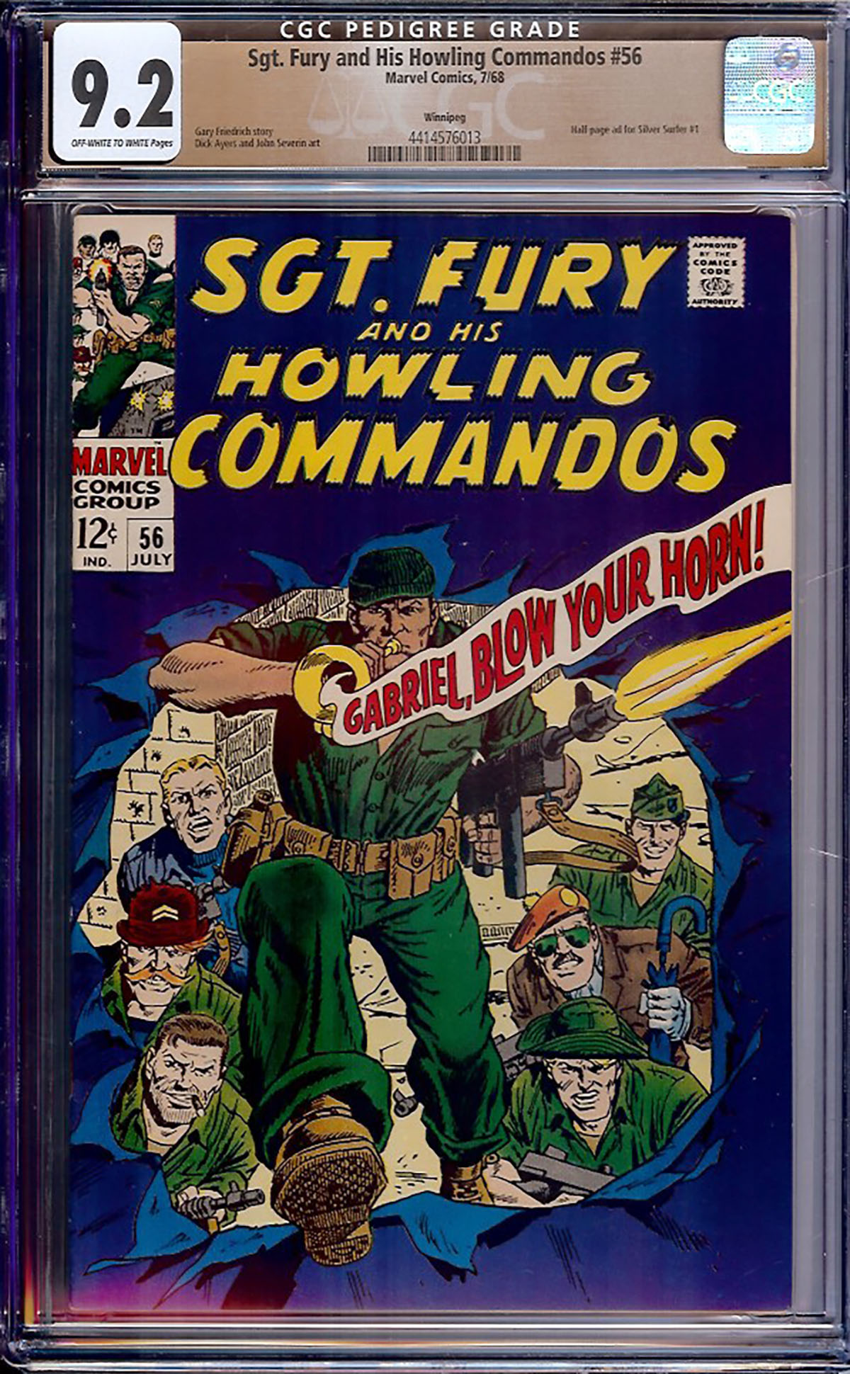 Sgt. Fury and His Howling Commandos #56 CGC 9.2 ow/w Winnipeg