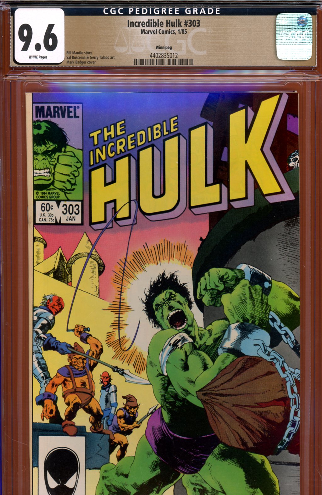 Incredible Hulk #303 CGC 9.6 w Winnipeg