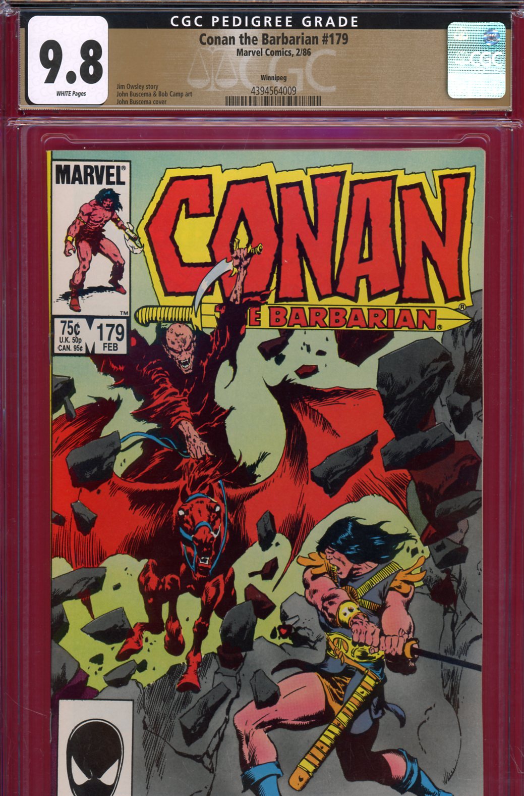 Conan The Barbarian #179 CGC 9.8 w Winnipeg