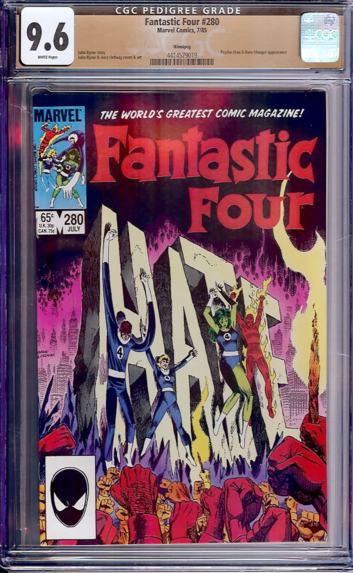 Fantastic Four #280 CGC 9.6 w Winnipeg