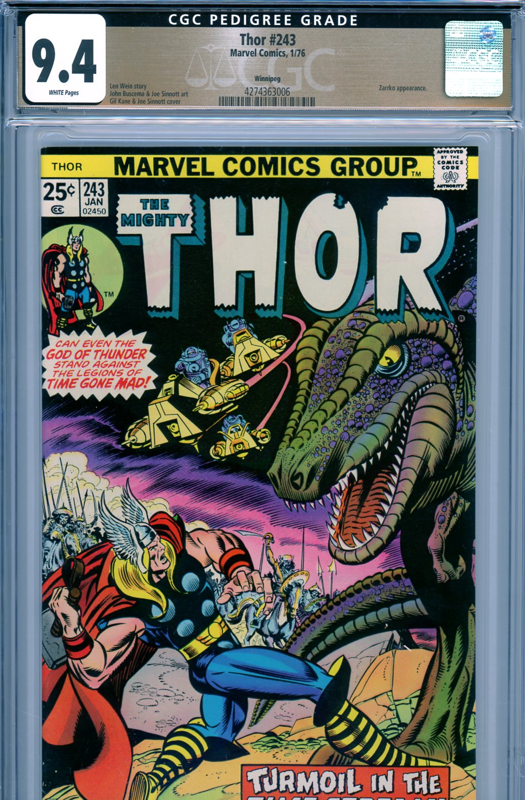 Thor #243 CGC 9.4 w Winnipeg