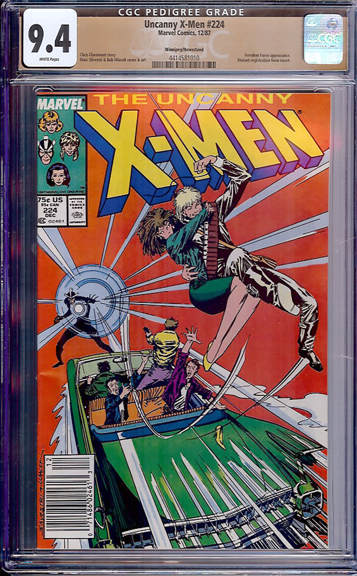 Uncanny X-Men #224 CGC 9.4 w Winnipeg