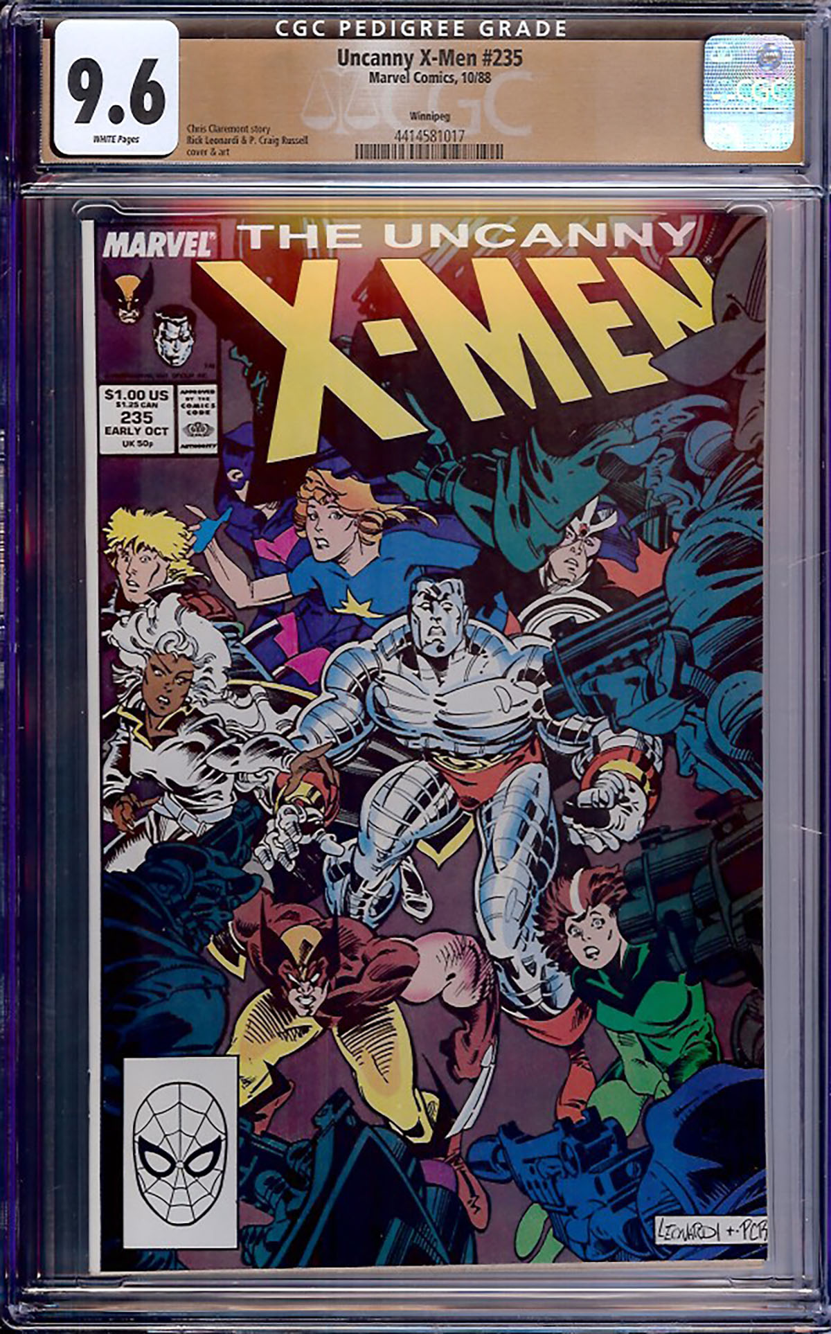 Uncanny X-Men #235 CGC 9.6 w Winnipeg