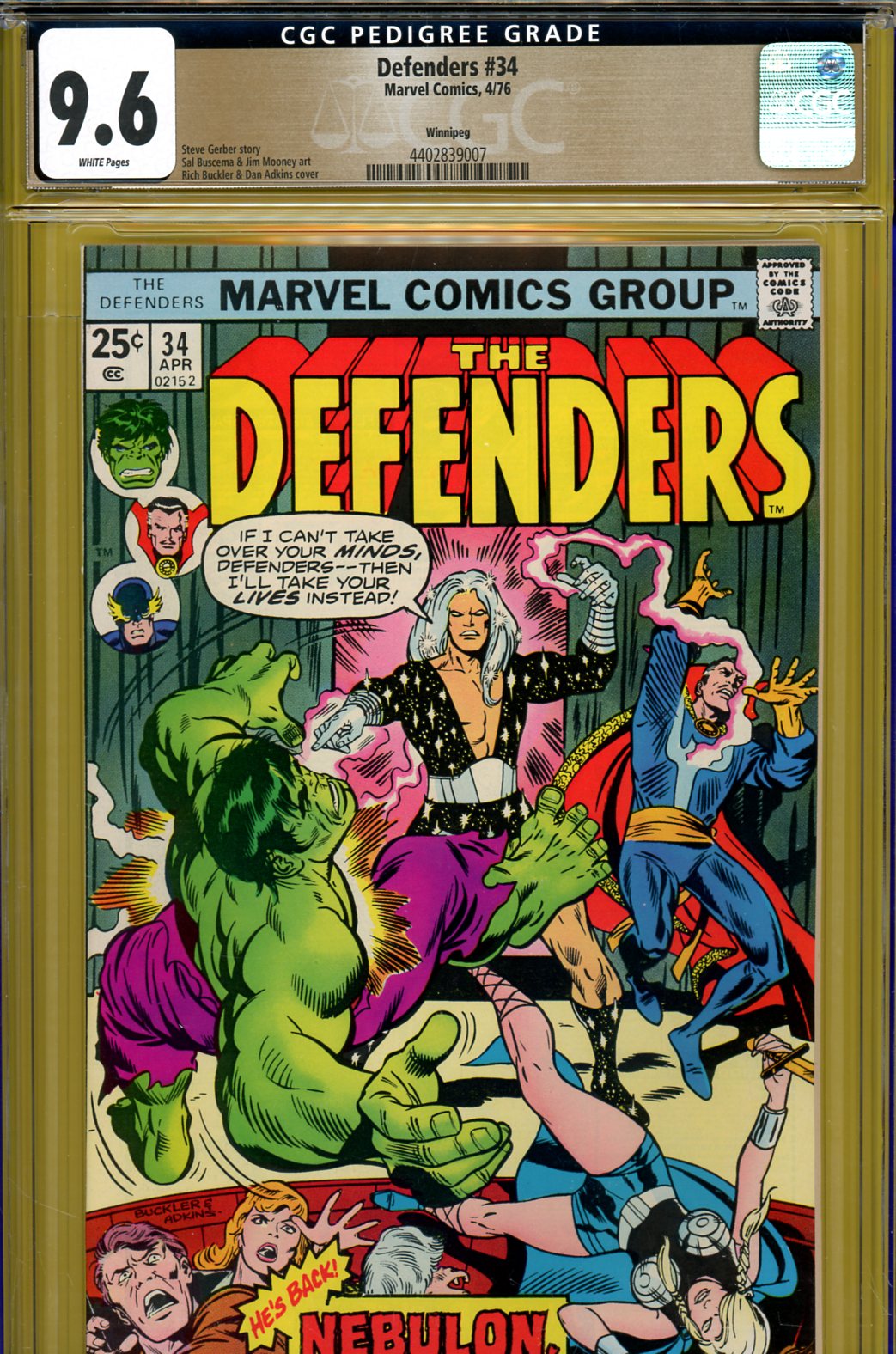 Defenders #34 CGC 9.6 w Winnipeg