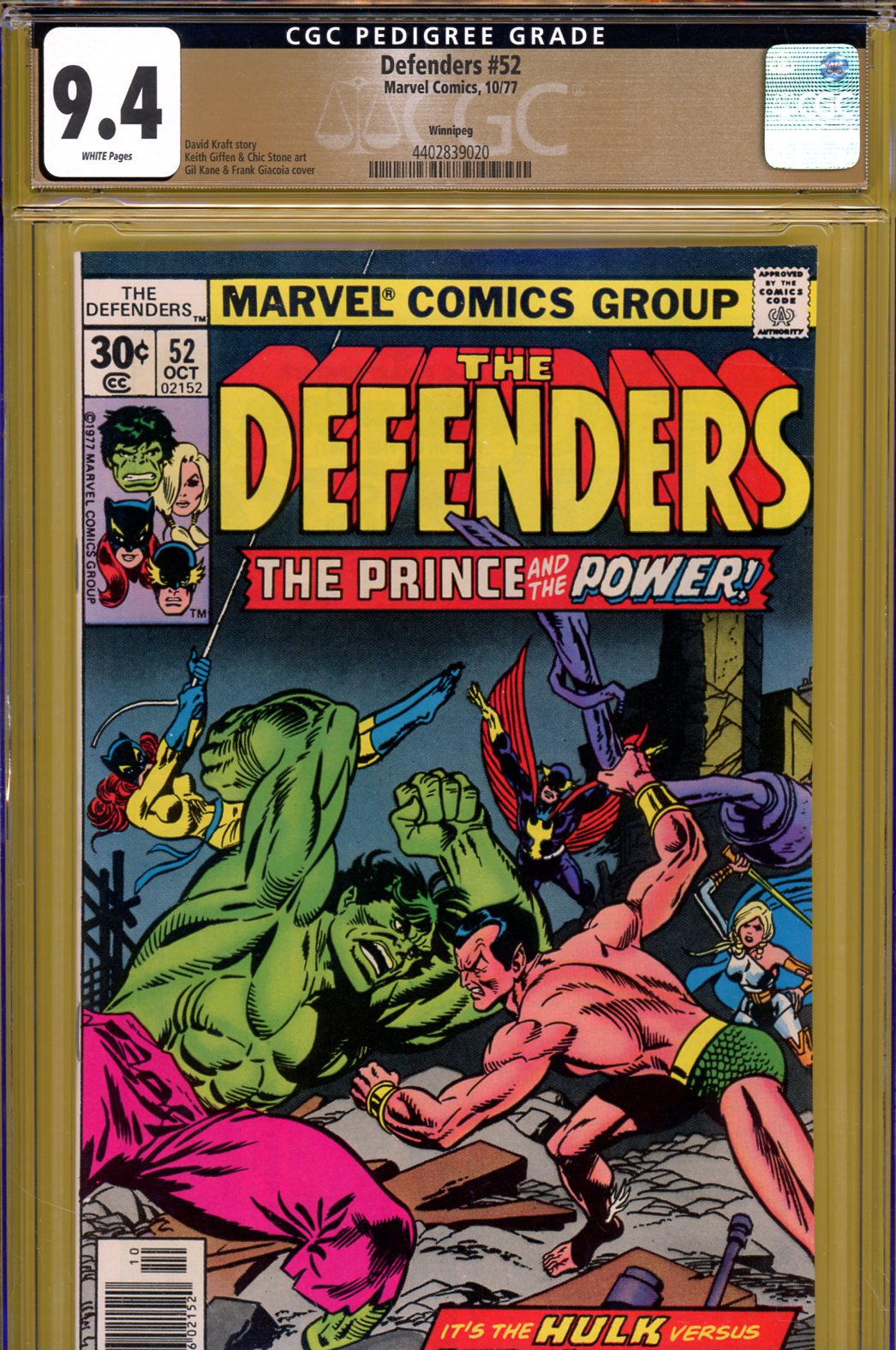 Defenders #52 CGC 9.4 w Winnipeg