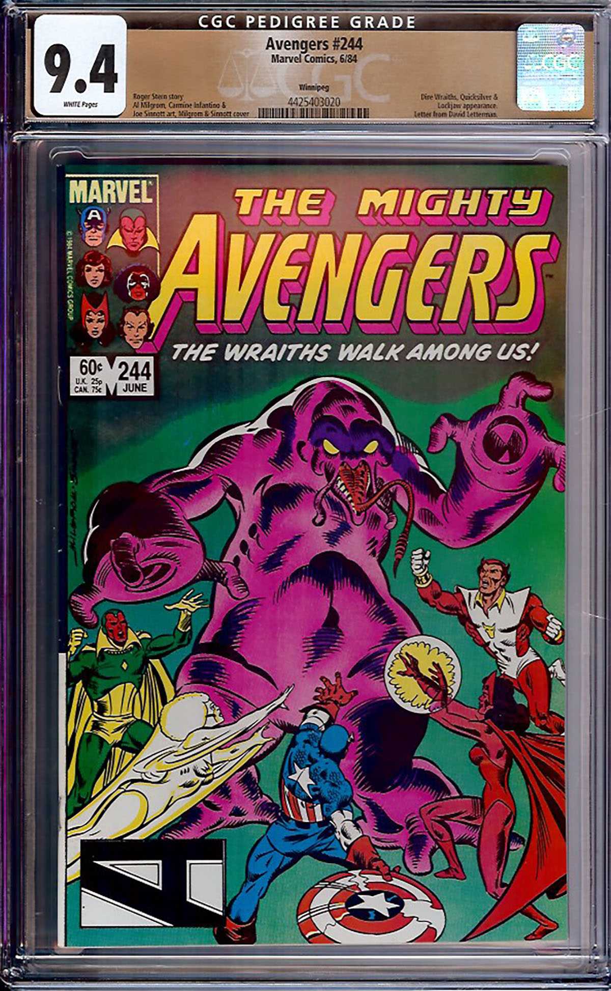 Avengers #244 CGC 9.4 w Winnipeg