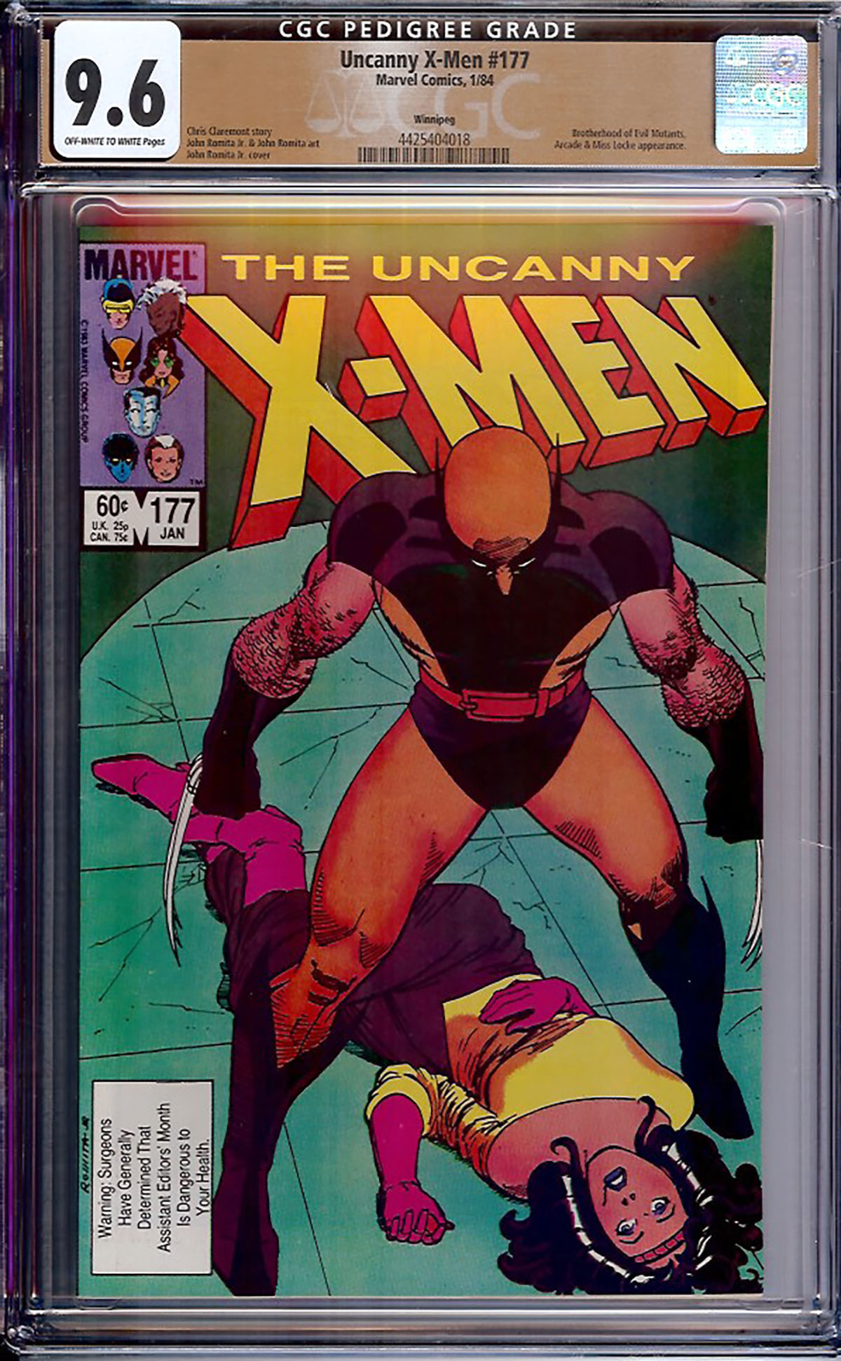 Uncanny X-Men #177 CGC 9.6 ow/w Winnipeg