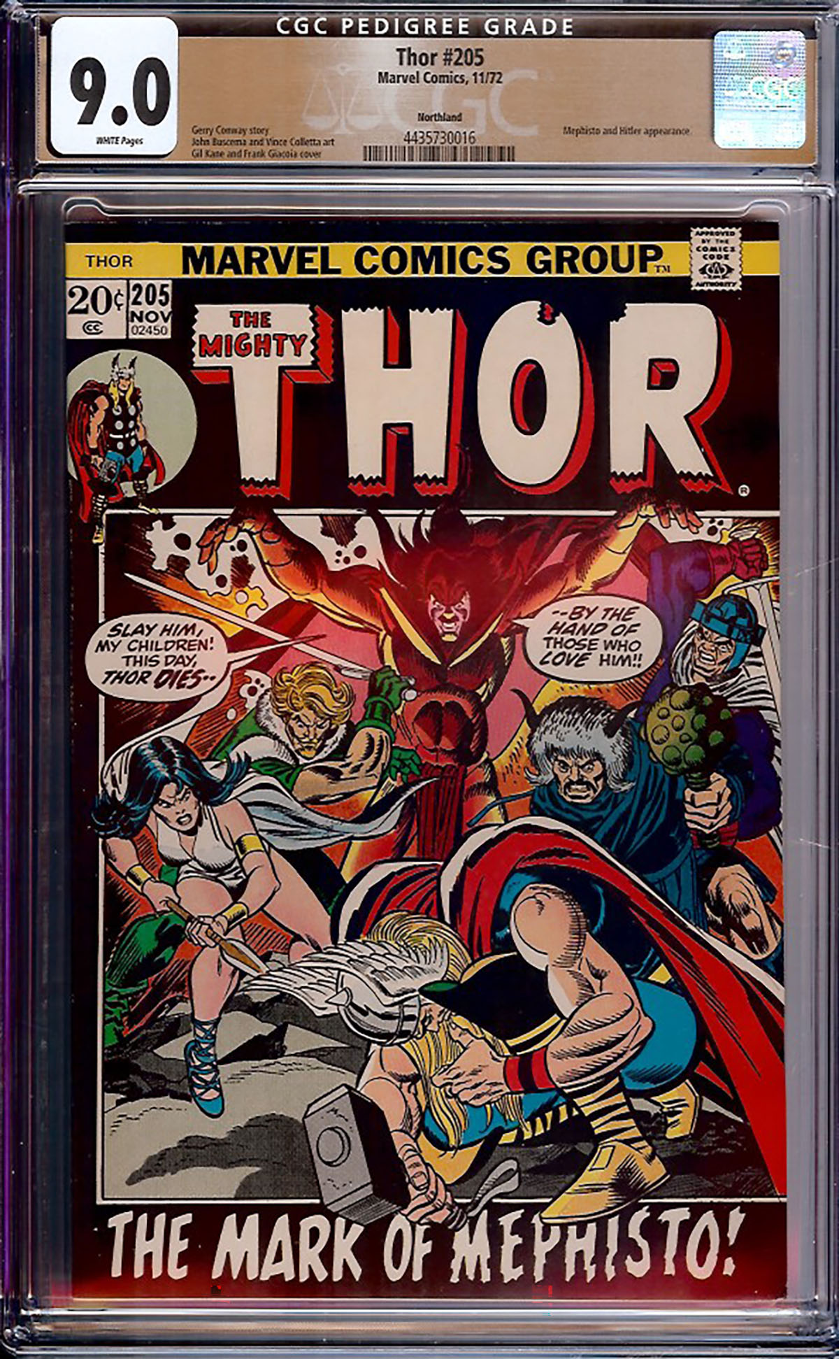 Thor #205 CGC 9.0 w Northland