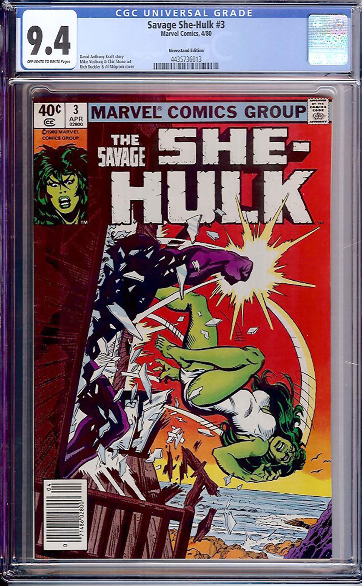 Savage She-Hulk #3 CGC 9.4 ow/w Newsstand Edition