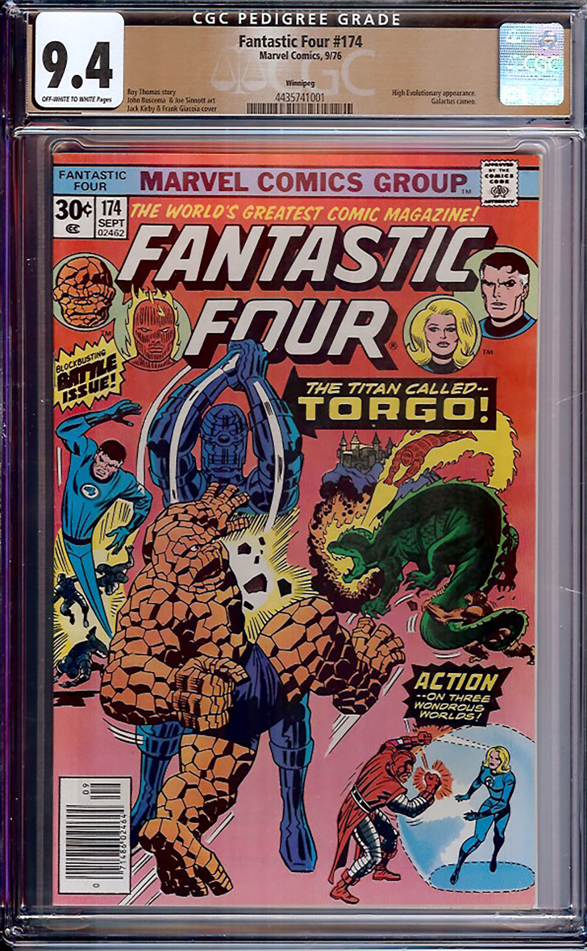 Fantastic Four #174 CGC 9.4 ow/w Winnipeg