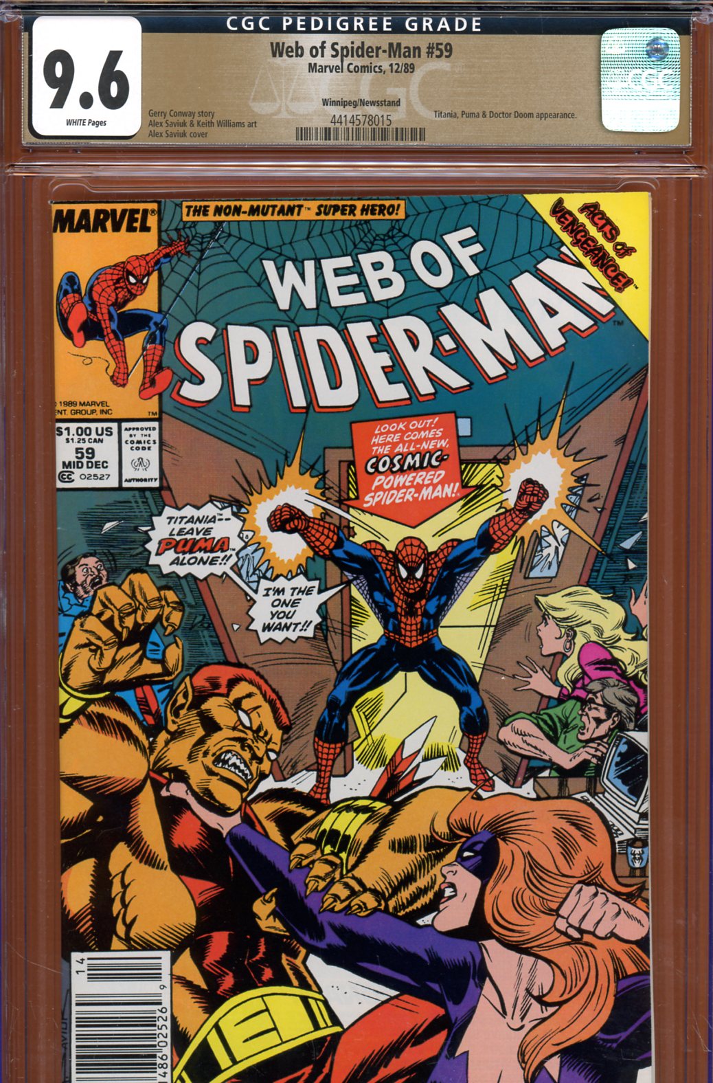 Web of Spider-Man #59 CGC 9.6 w Winnipeg