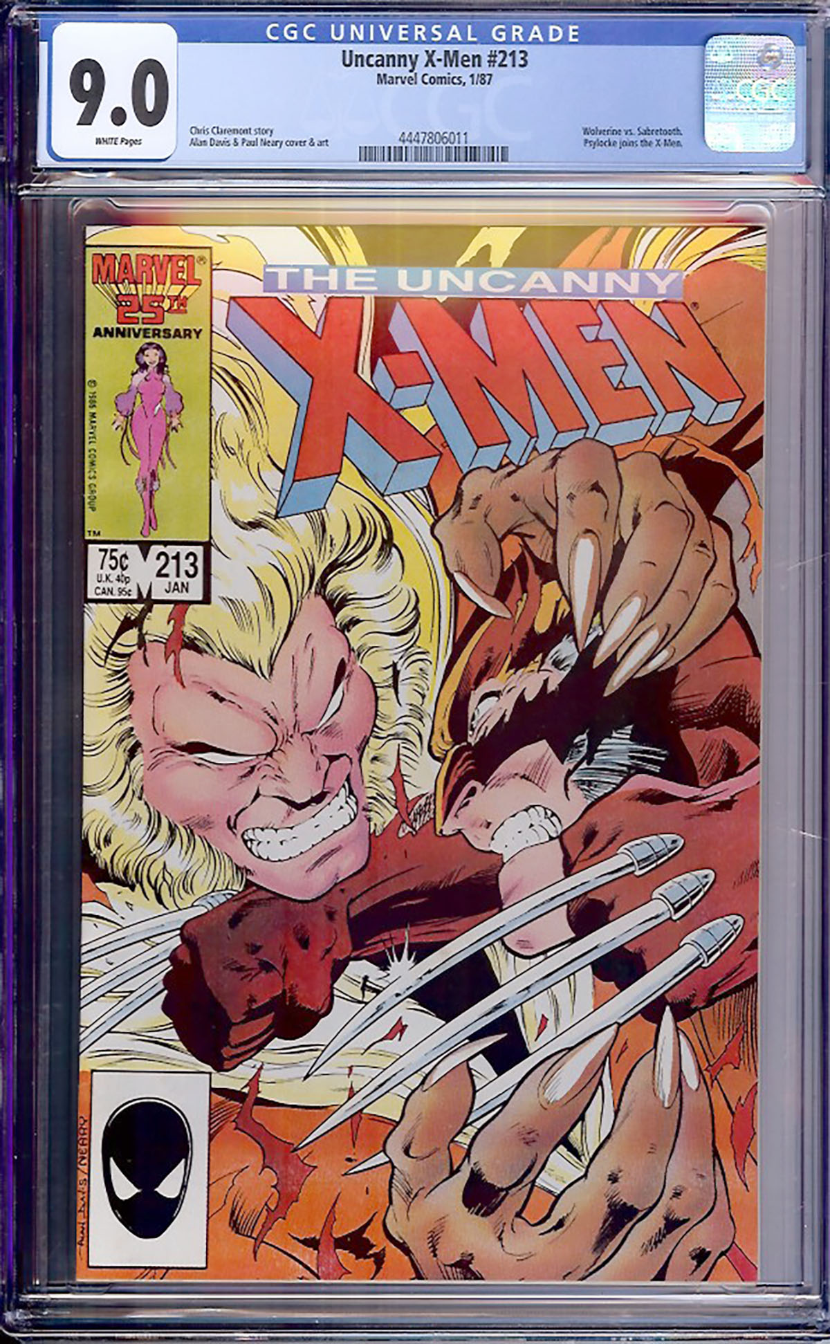 Uncanny X-Men #213 CGC 9.0 w