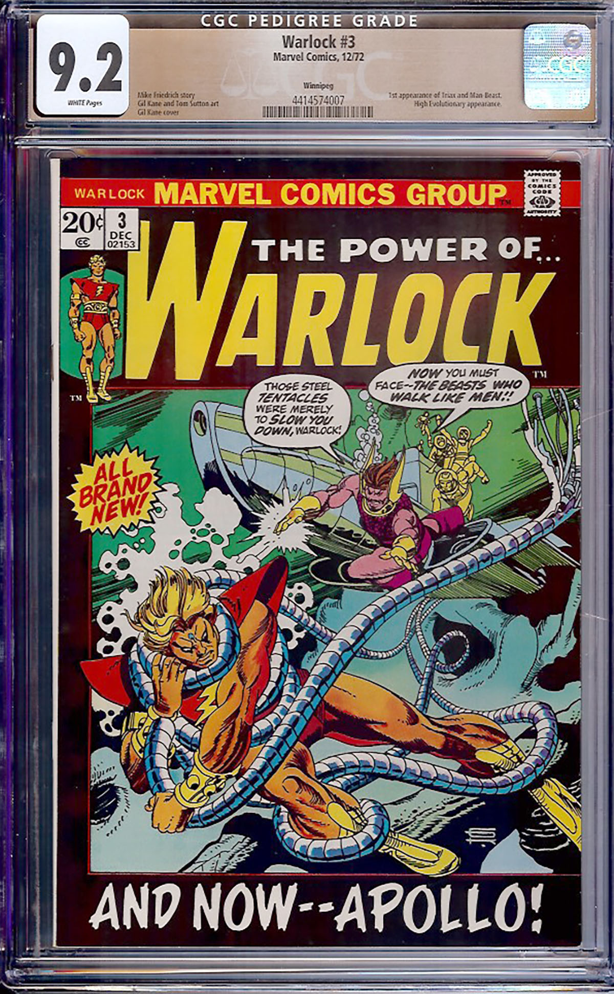 Warlock #3 CGC 9.2 w Winnipeg