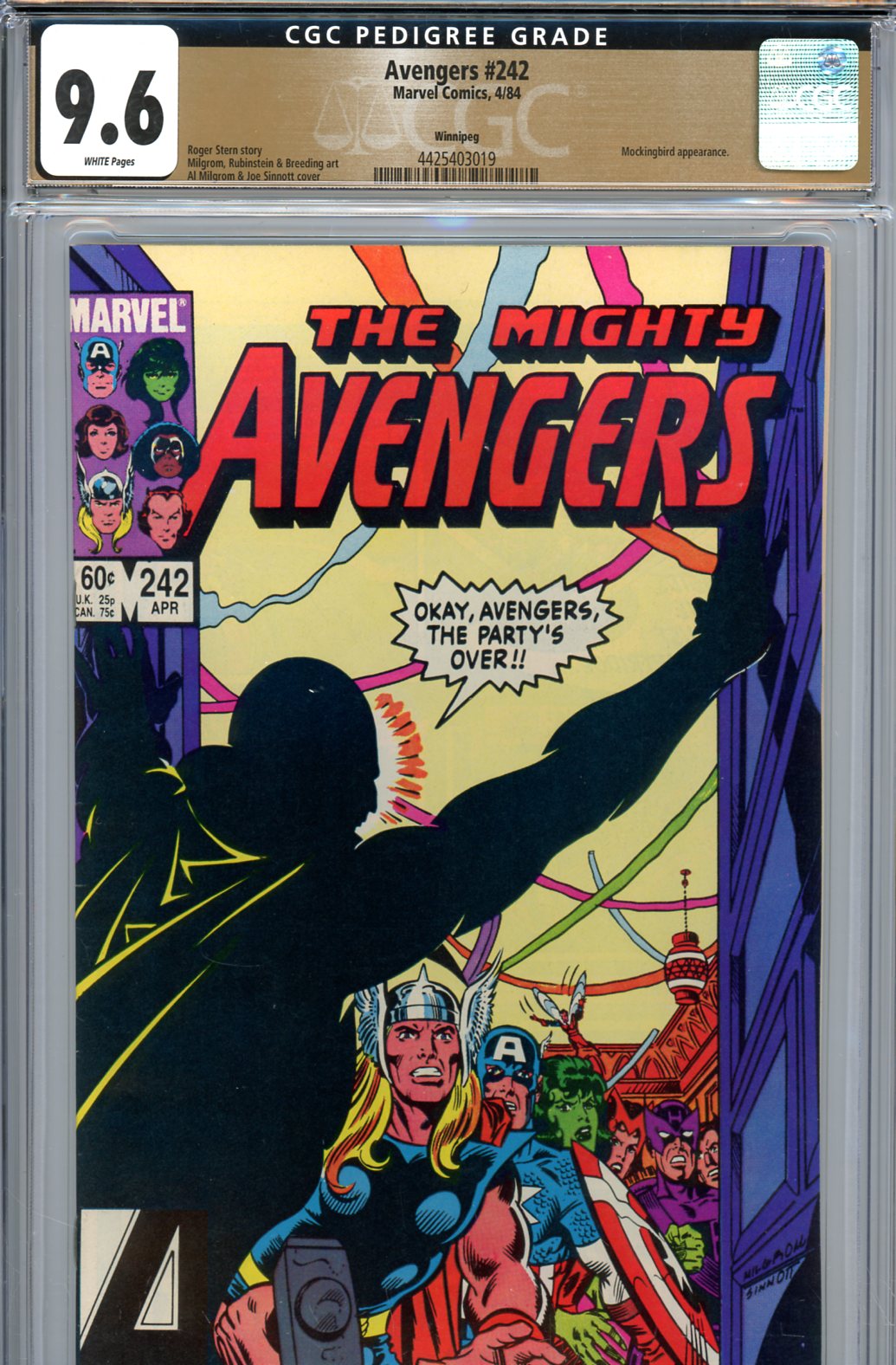 Avengers #242 CGC 9.6 w Winnipeg