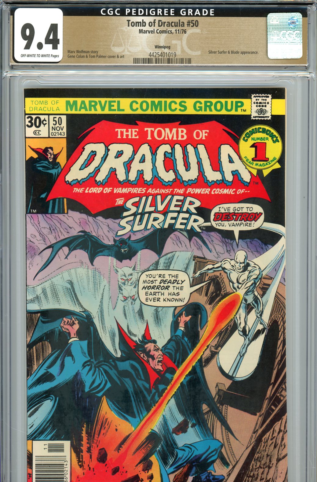 Tomb of Dracula #50 CGC 9.4 ow/w Winnipeg