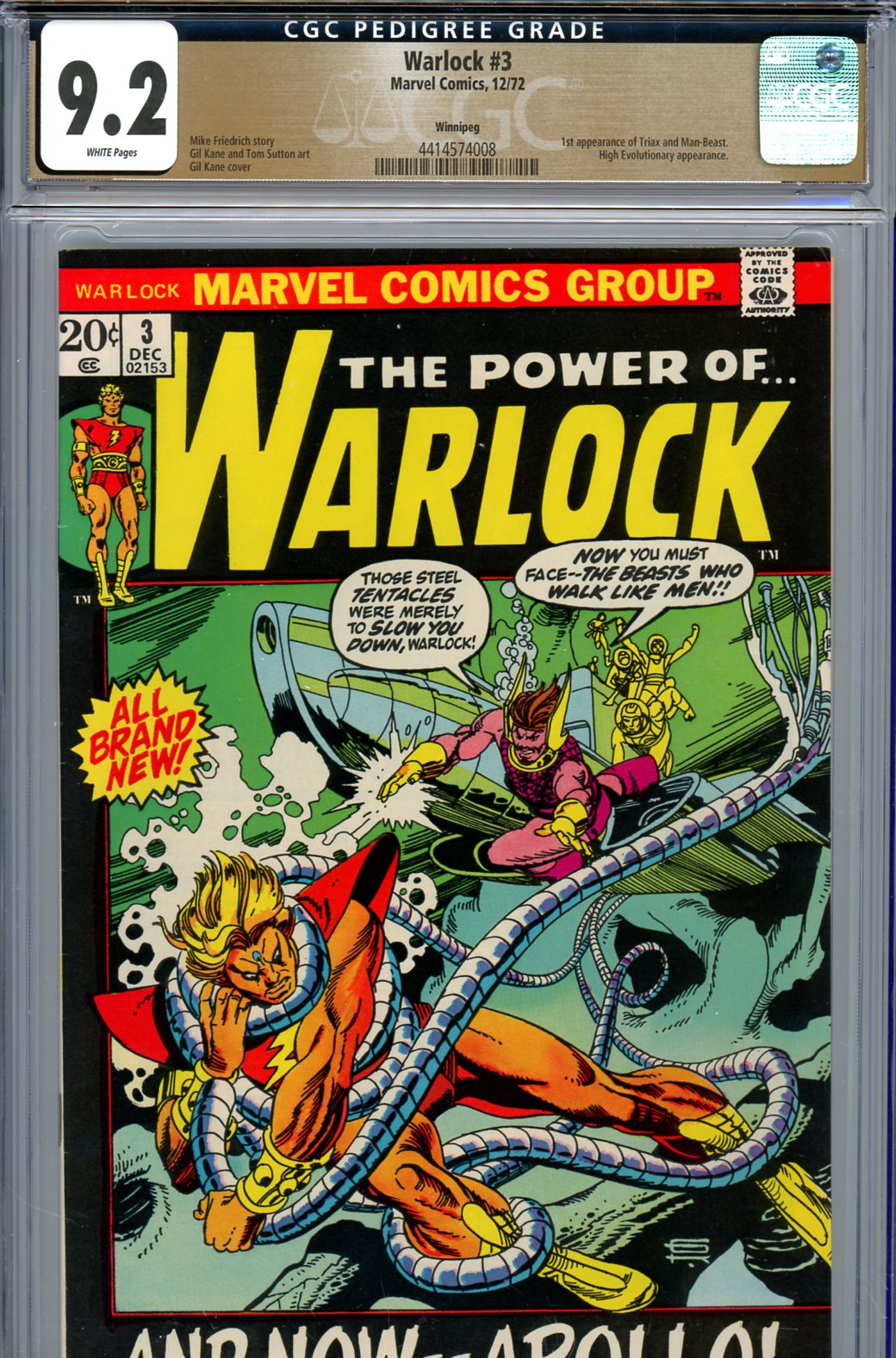 Warlock #3 CGC 9.2 w Winnipeg