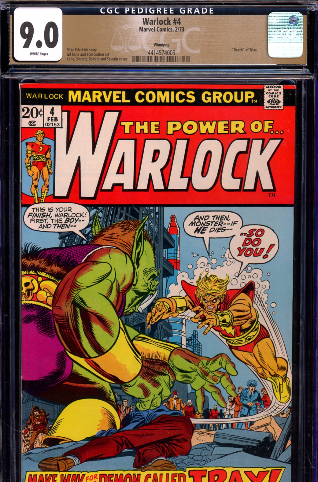 Warlock #4 CGC 9.0 w Winnipeg