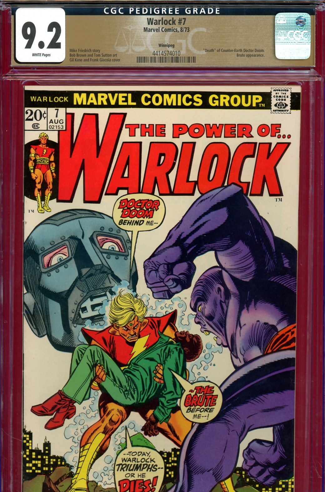 Warlock #7 CGC 9.2 w Winnipeg