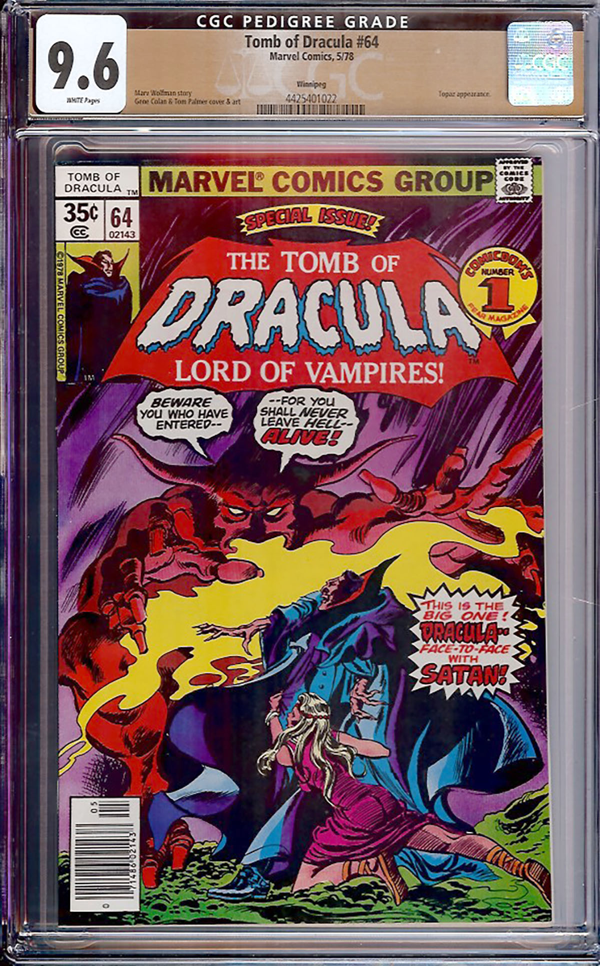 Tomb of Dracula #64 CGC 9.6 w Winnipeg