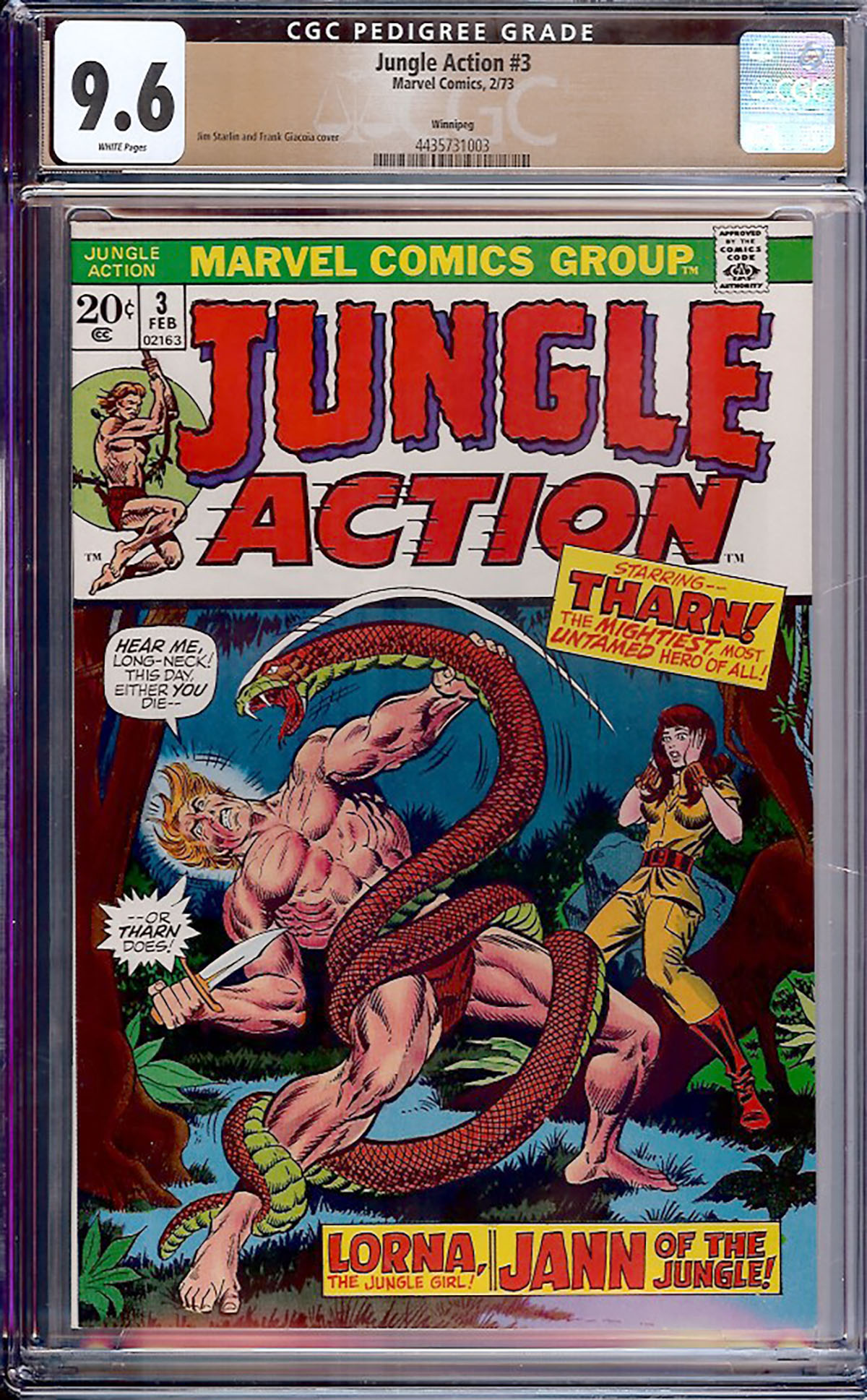 Jungle Action #3 CGC 9.6 w Winnipeg